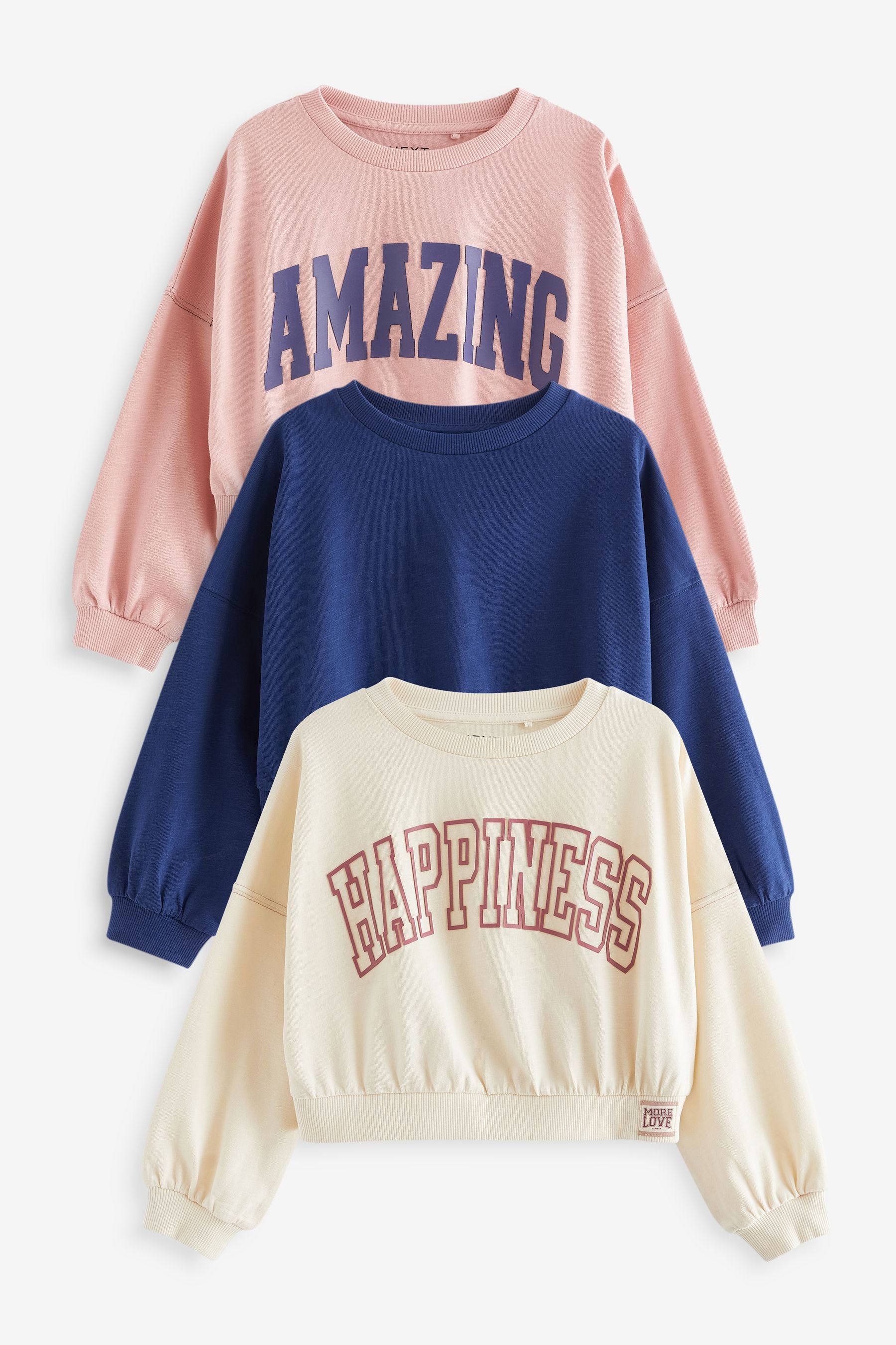 Pink/Blue Varsity Graphic Sweatshirt 3 Pack (3-16yrs)