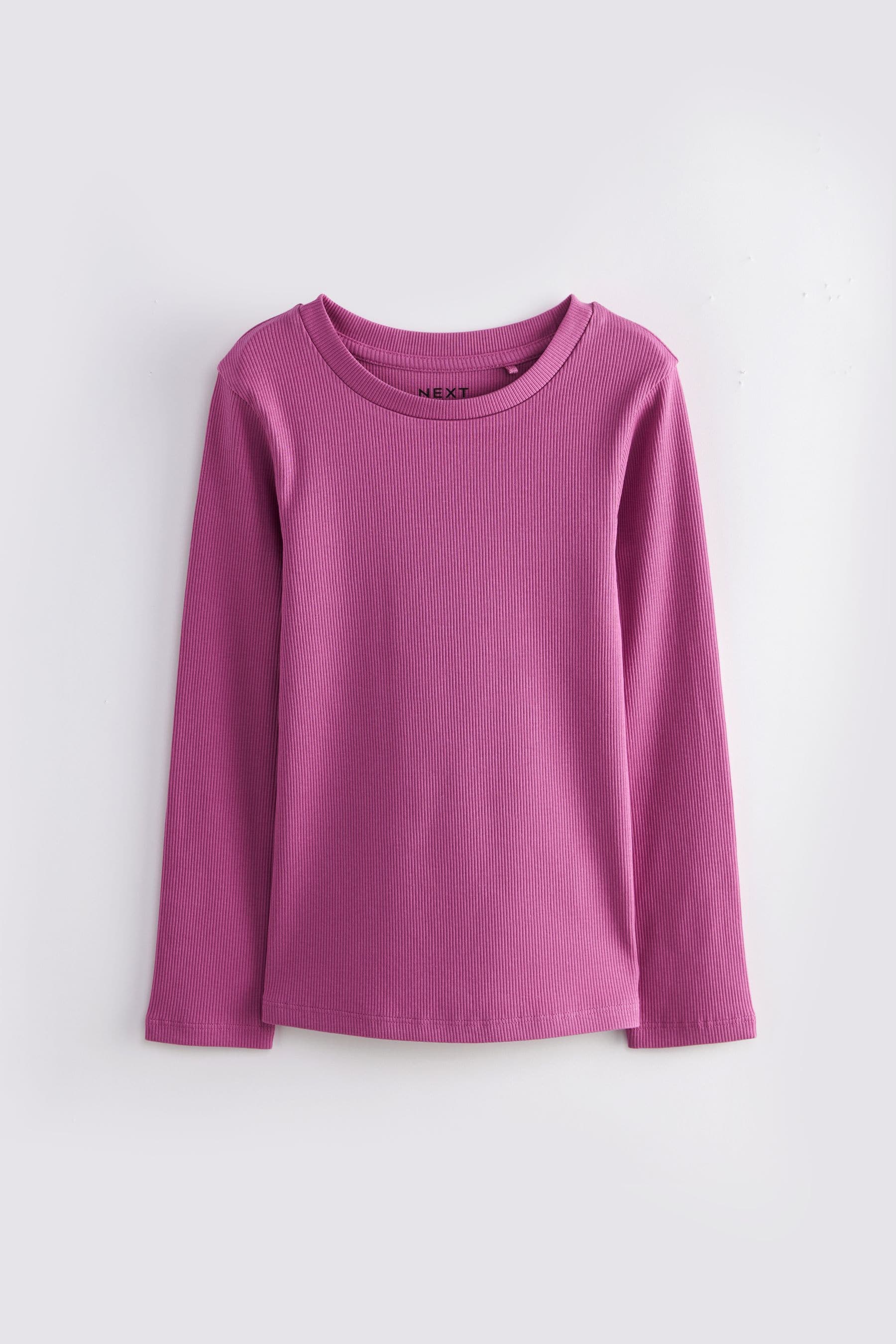 Green/Purple Rib Long Sleeve Tops 4 Pack (3-16yrs)