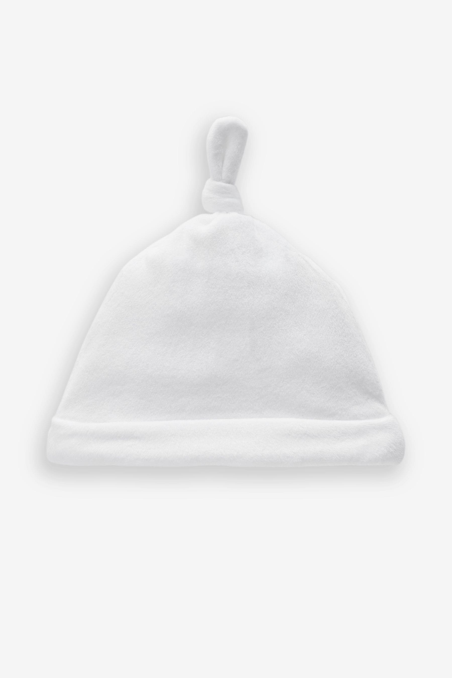 White Velour Baby Tie Top Hats 2 Pack (0-12mths)