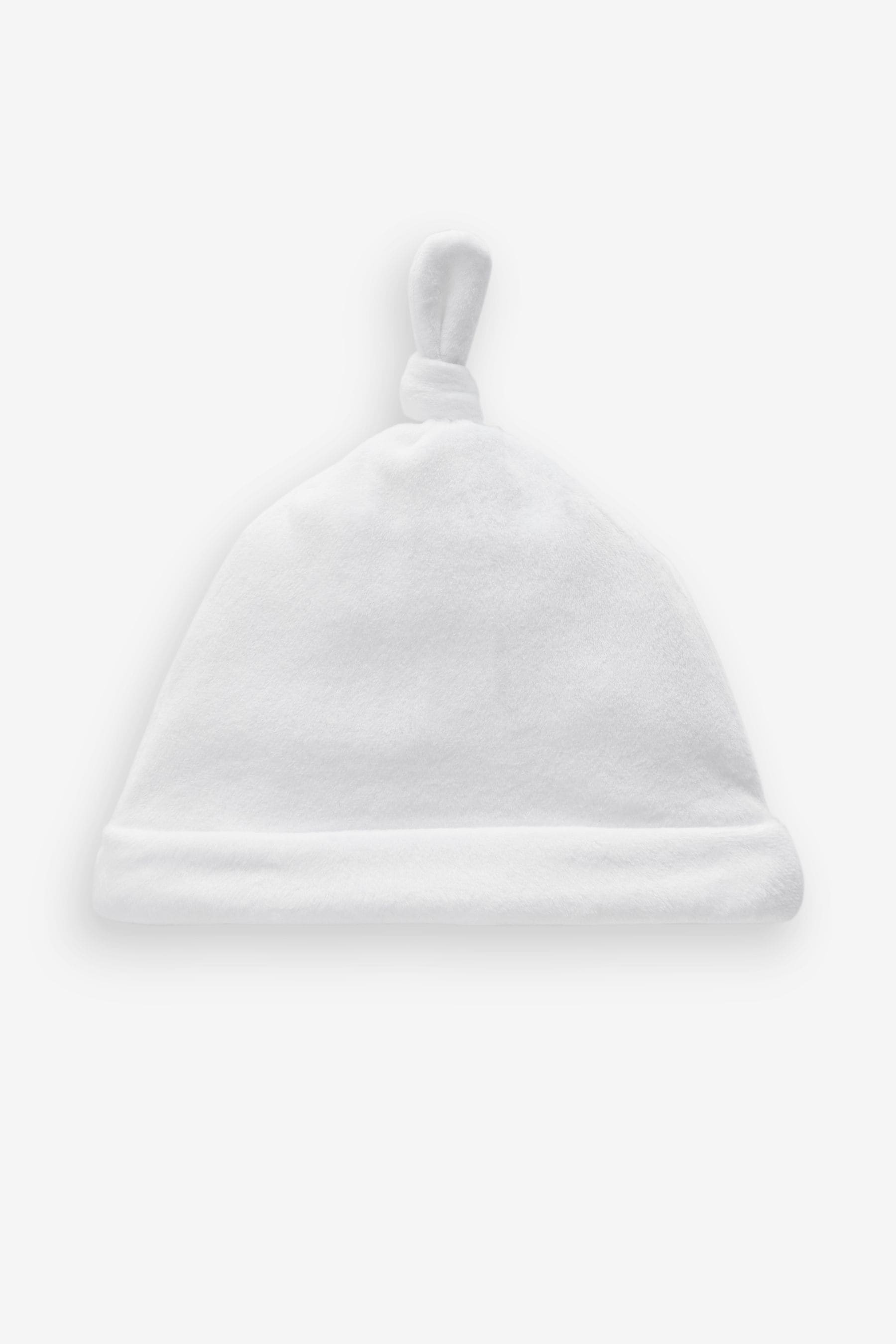 White Velour Baby Tie Top Hats 2 Pack (0-12mths)