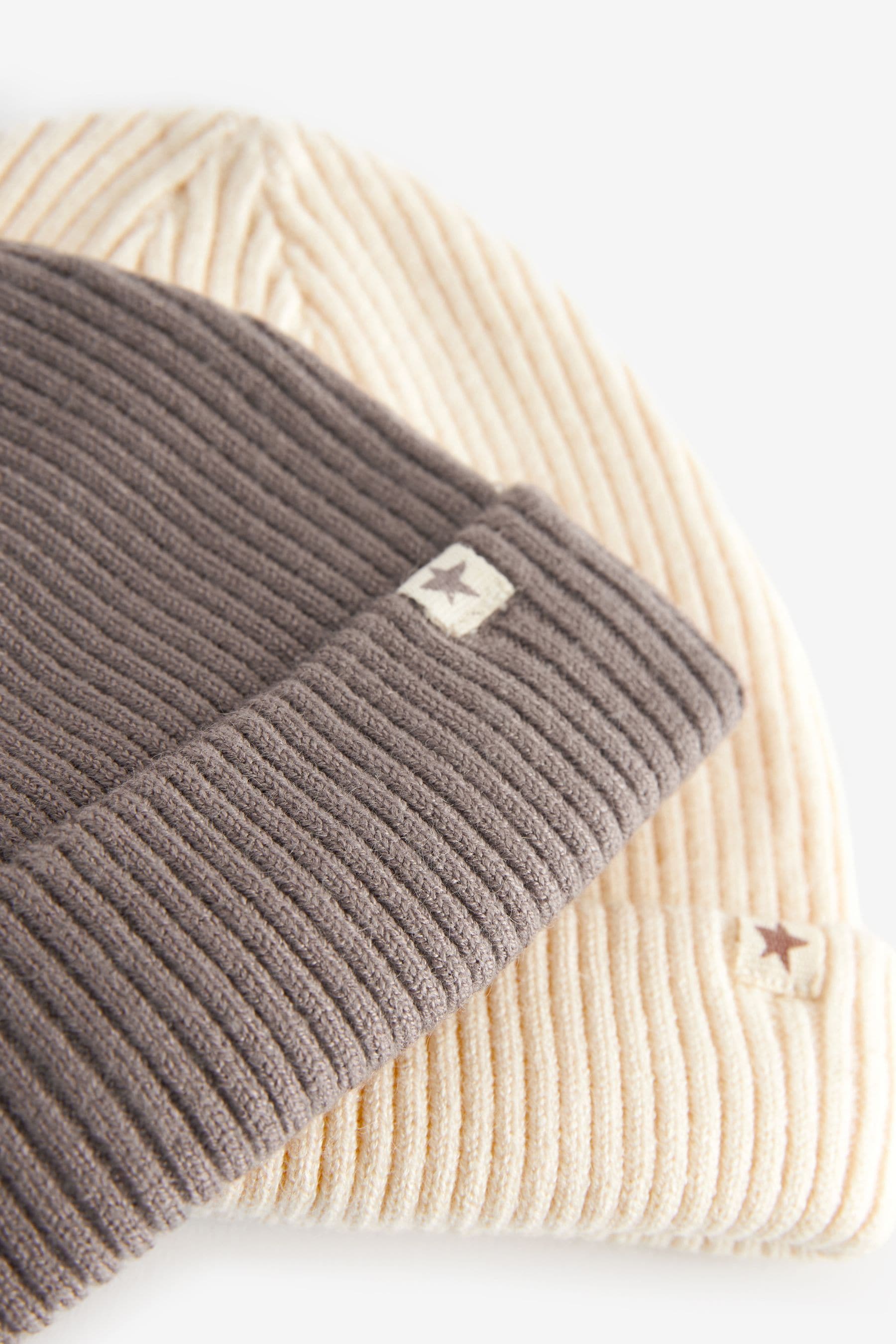 Tan/Cream Baby Beanie Hats 2 Pack