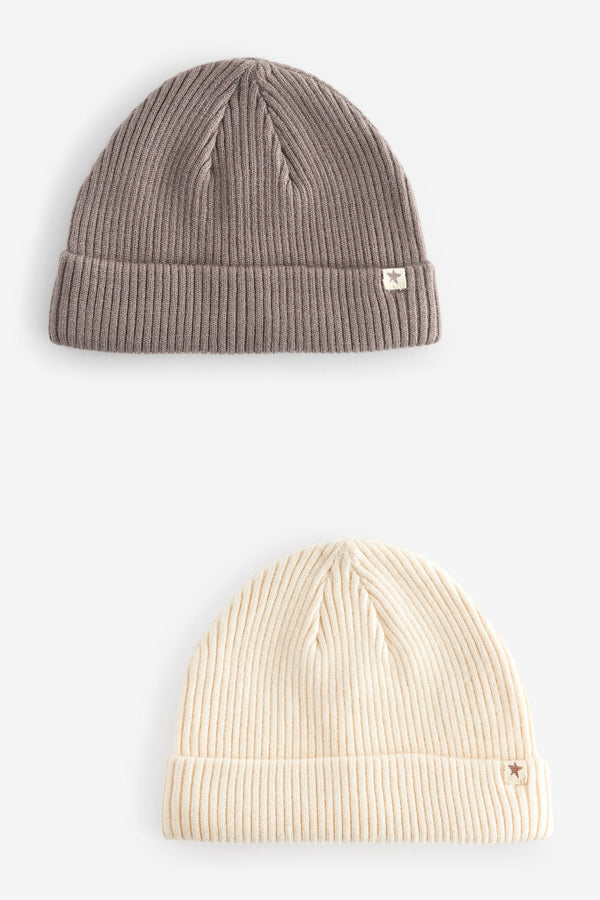 Tan/Cream Baby Beanie Hats 2 Pack