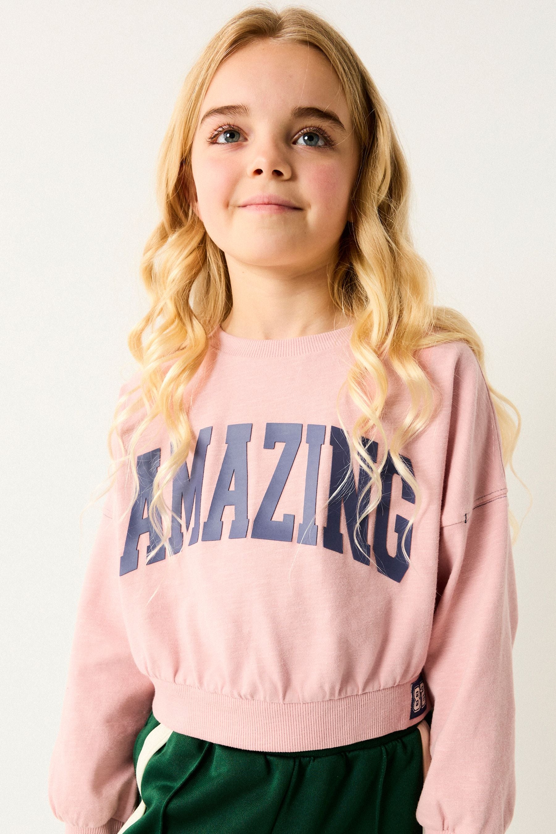 Pink Varsity Graphic 100% Cotton Long Sleeve Sweatshirt (3-16yrs)