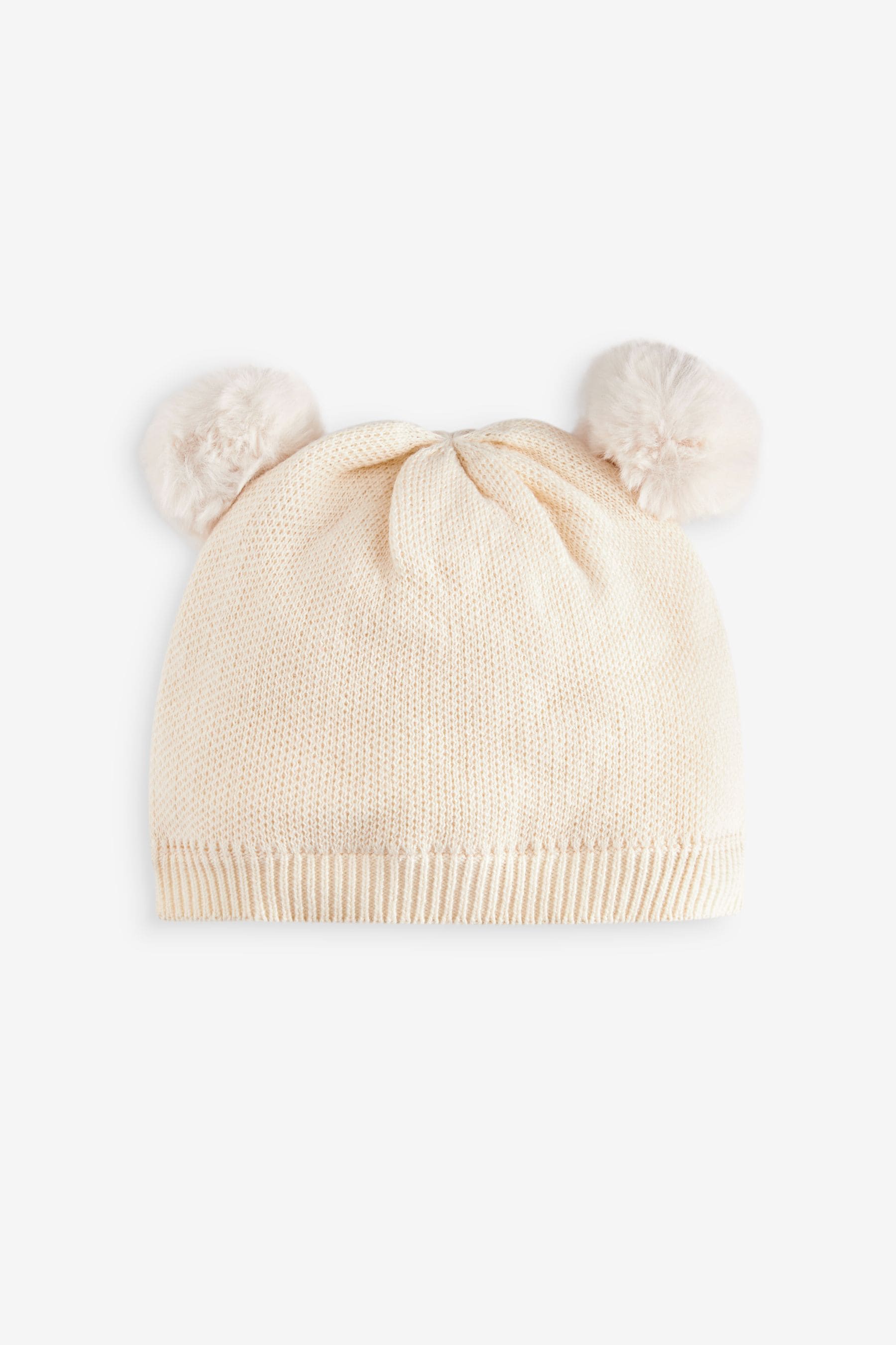 Cream Delicate Double Pom Baby Hat