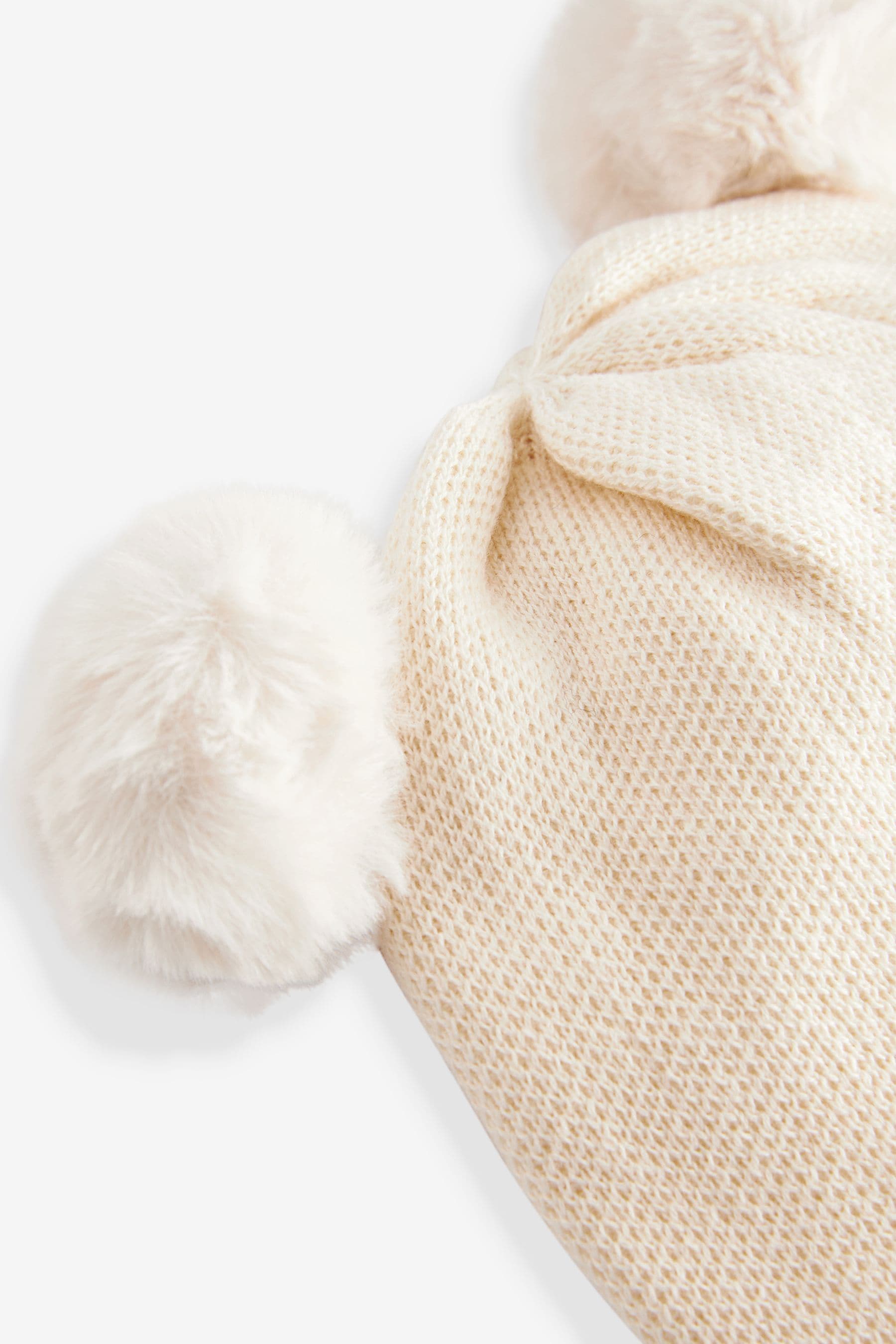 Cream Delicate Double Pom Baby Hat