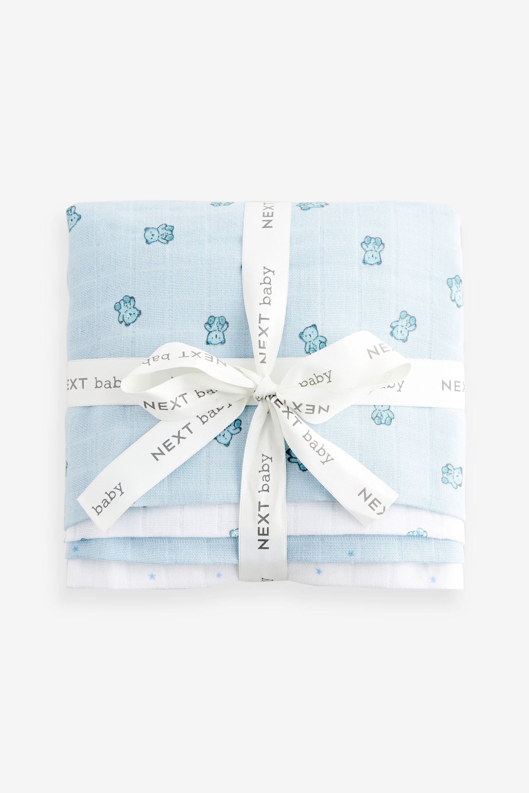 Blue Bear Baby Muslin Cloths 4 Pack