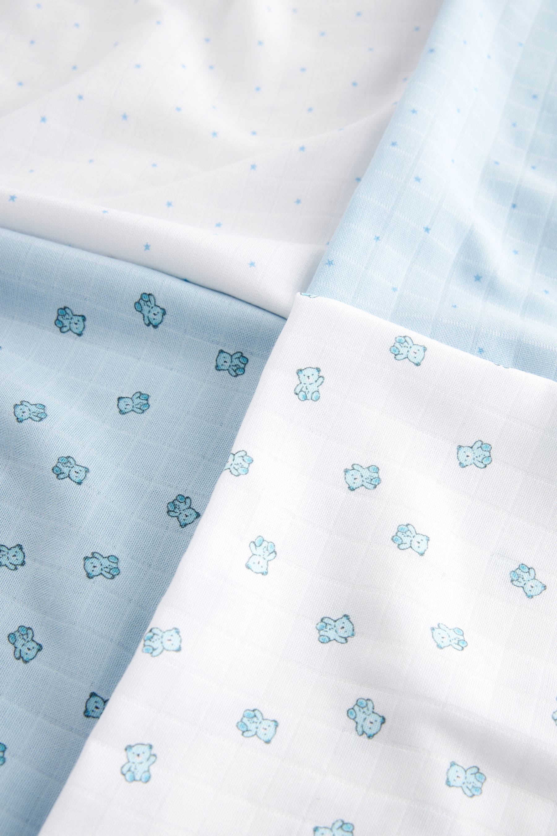 Blue Bear Baby Muslin 100% Cotton Cloths 4 Pack