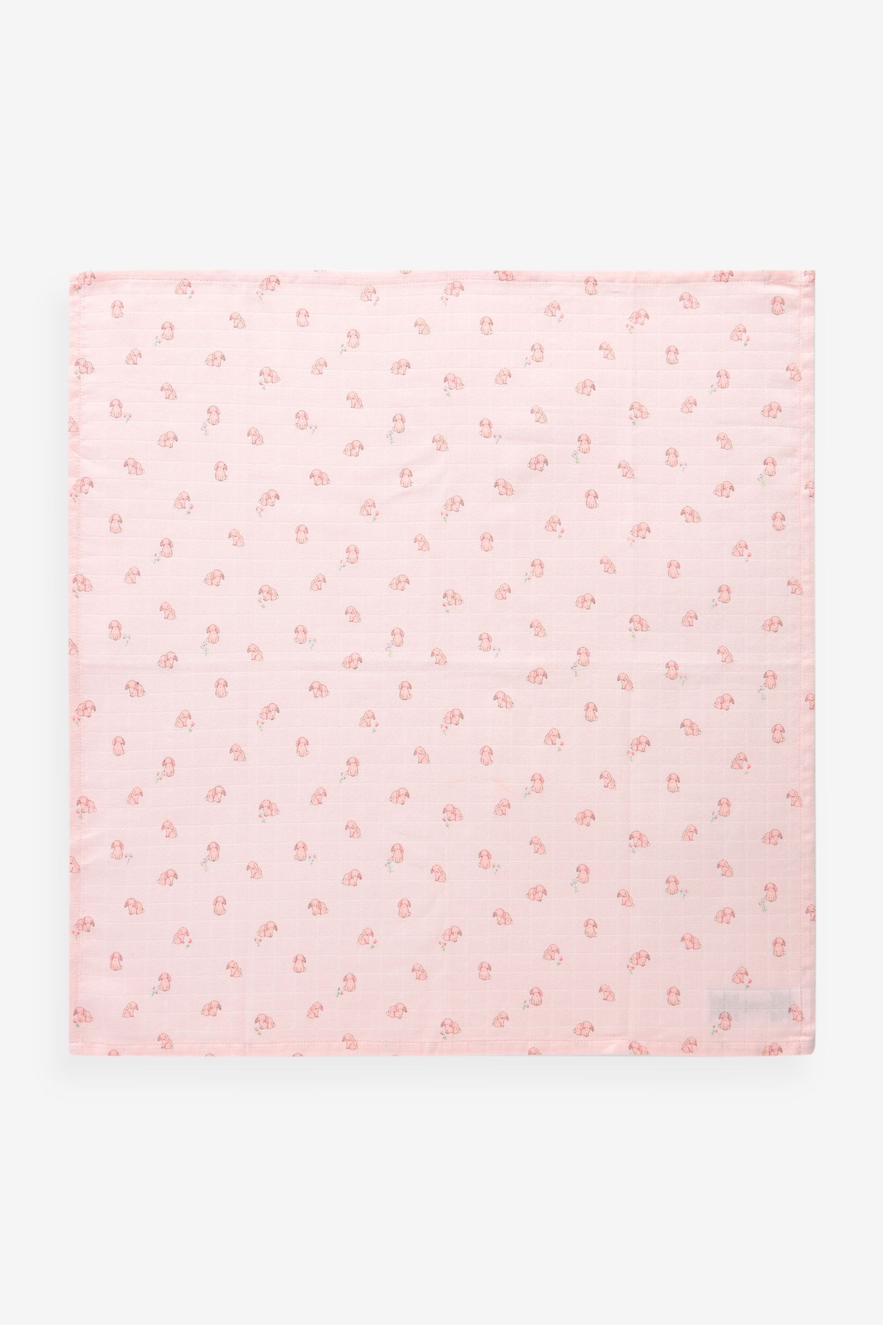 Pink Bunny Baby Muslin 100% Cotton Cloths 4 Pack