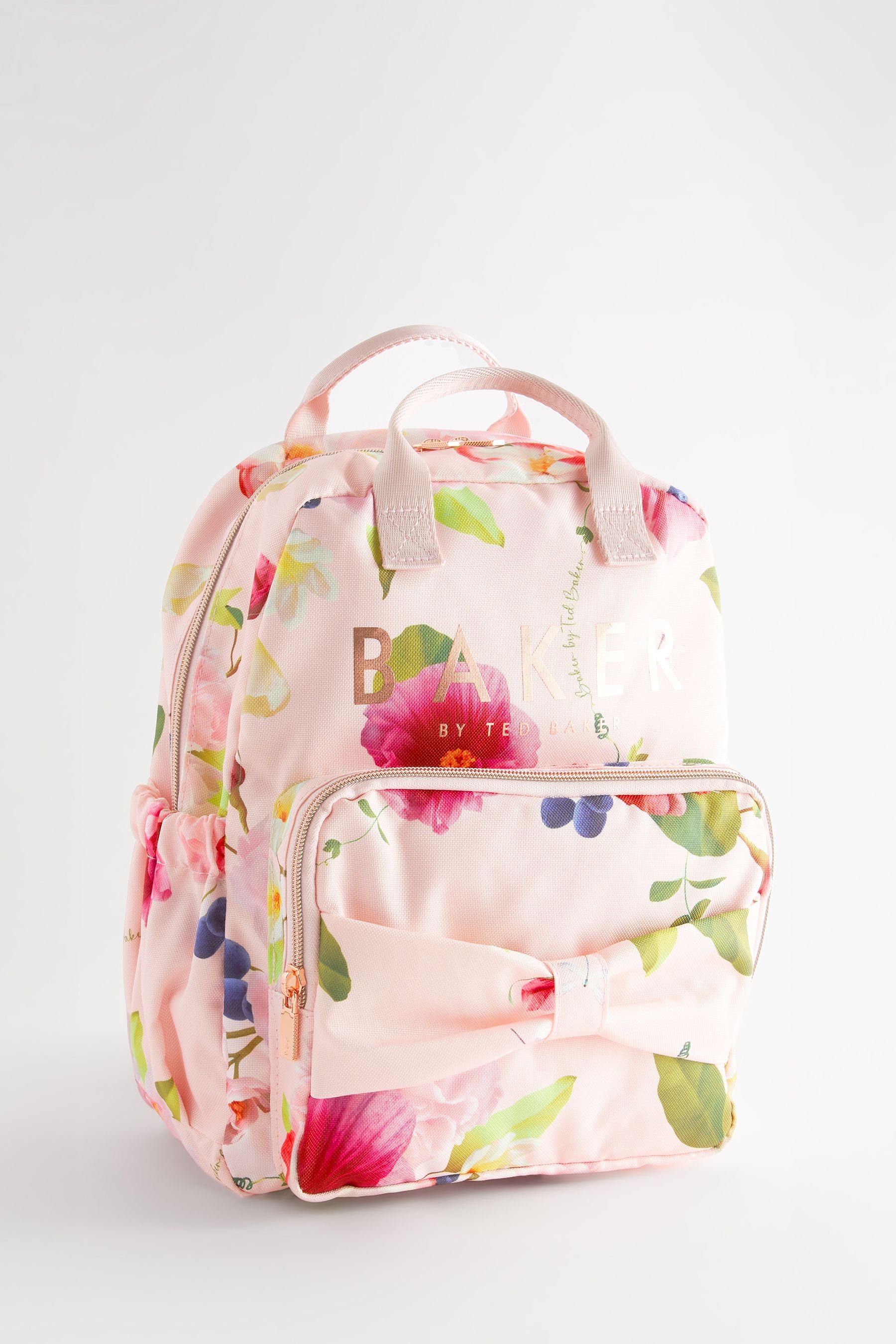 Baker by Ted Baker Girls Pink Back to School Floral Backpack with Pencil Case