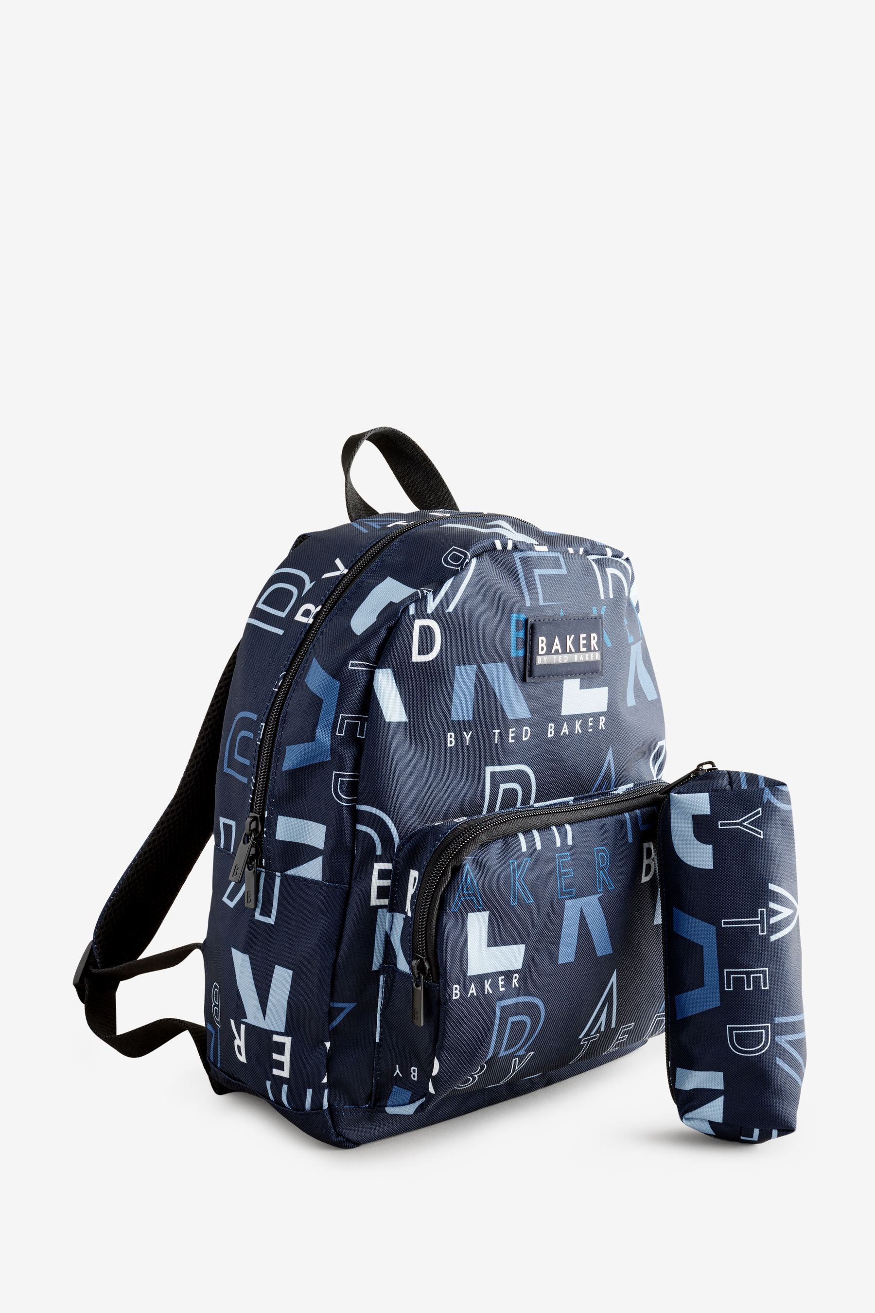 Baker by Ted Baker Boys Back to School Navy Print Backpack with Pencil Case