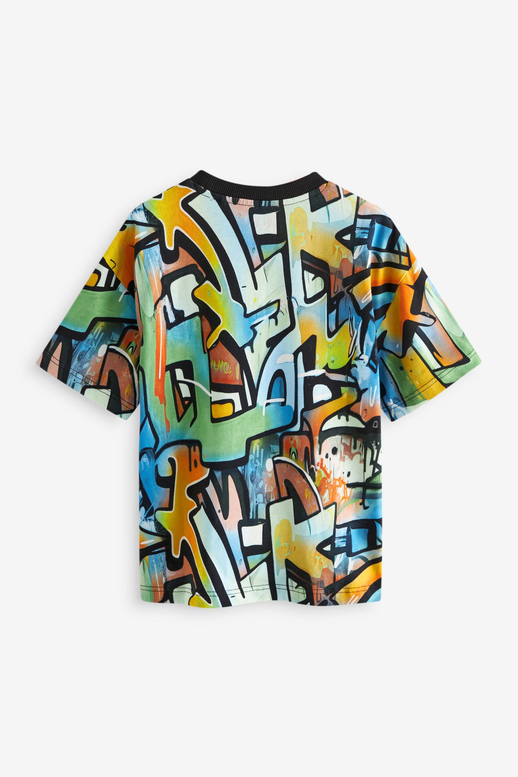 Blue/Green Graffiti All-Over Print Short Sleeve T-Shirt (3-16yrs)