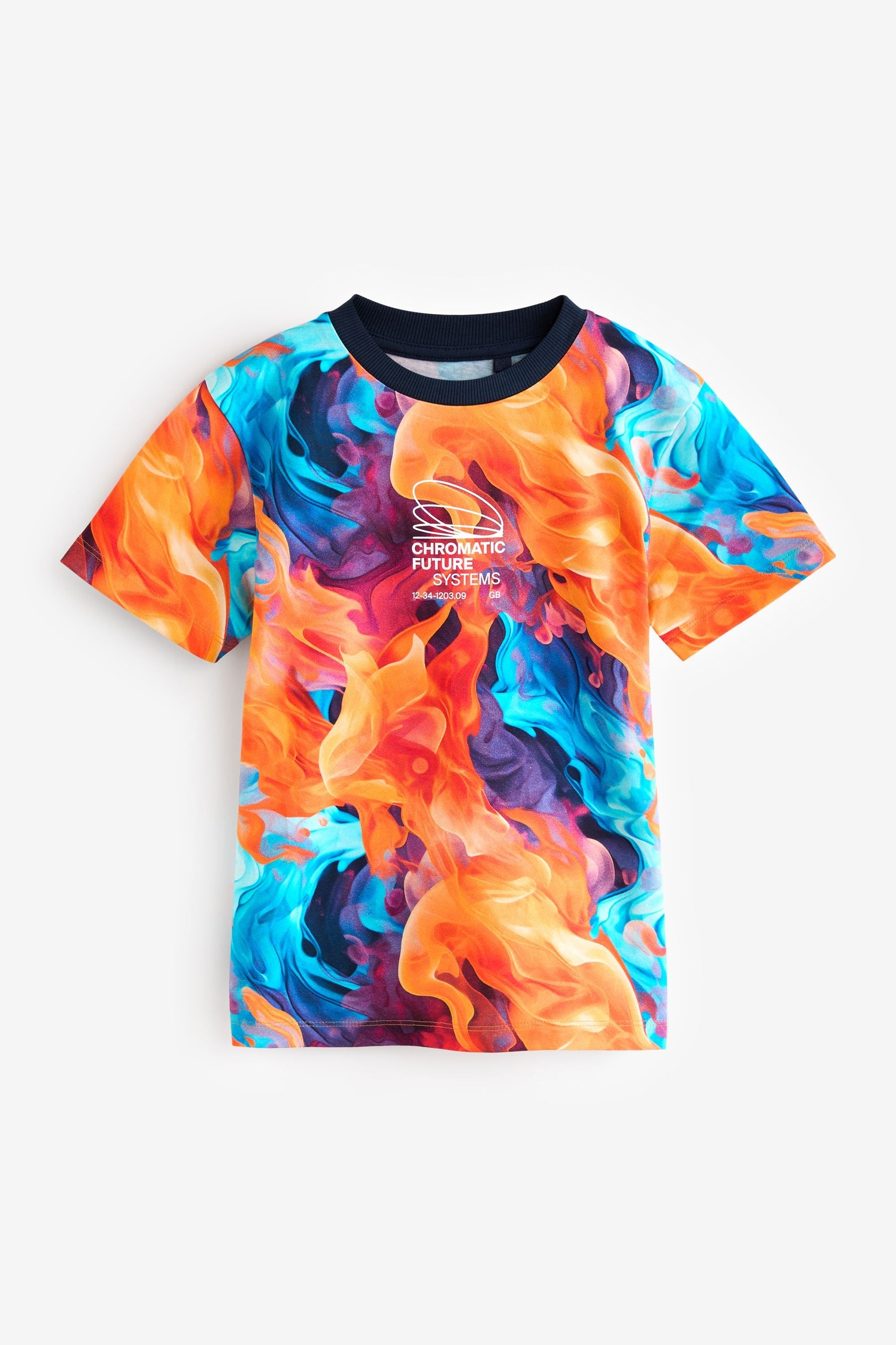 Multi Flames 100% Cotton Short Sleeve Graphic T-Shirt (3-16yrs)