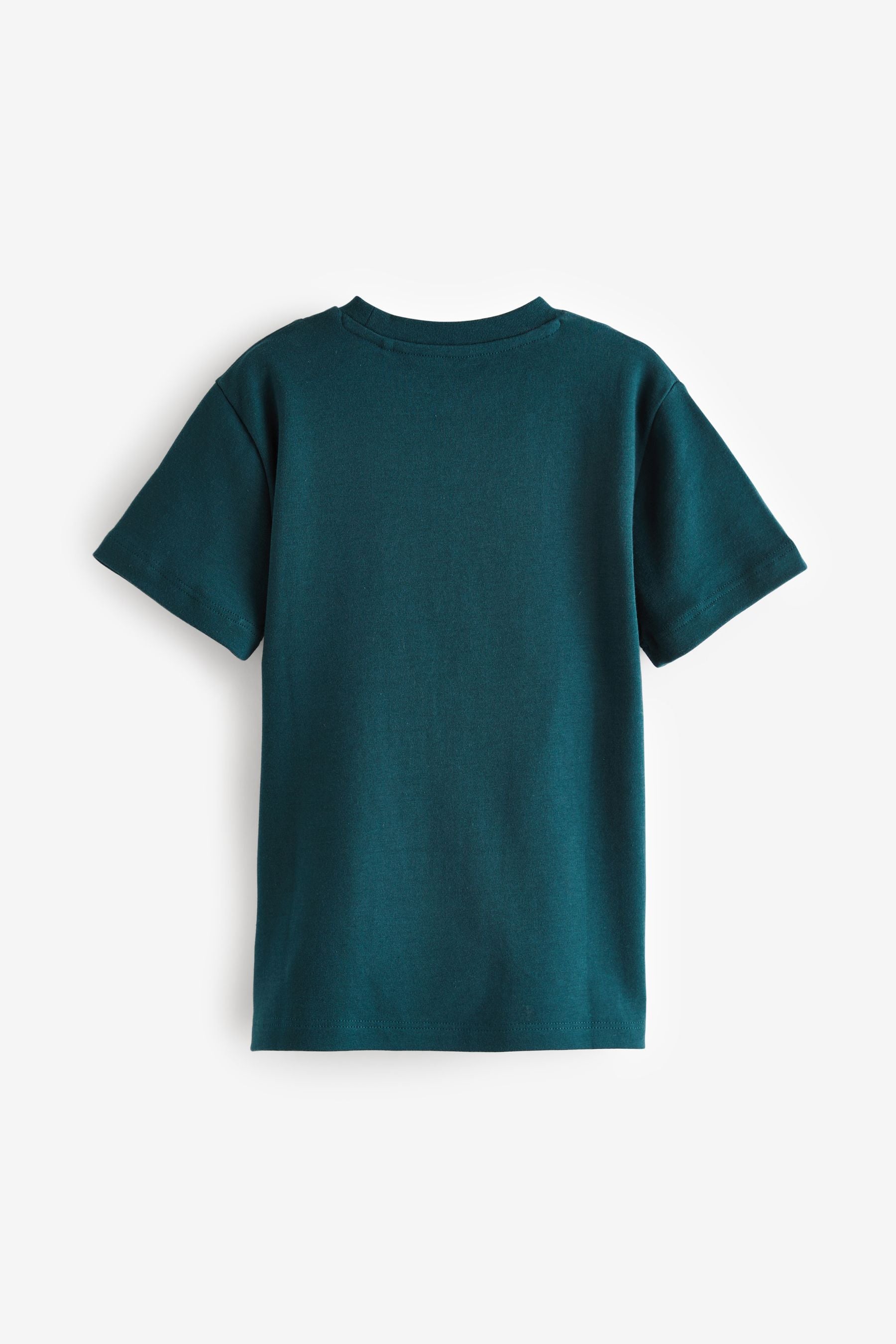 Teal Blue 100% Cotton Embroidery Textured Short Sleeve T-Shirt (3-16yrs)