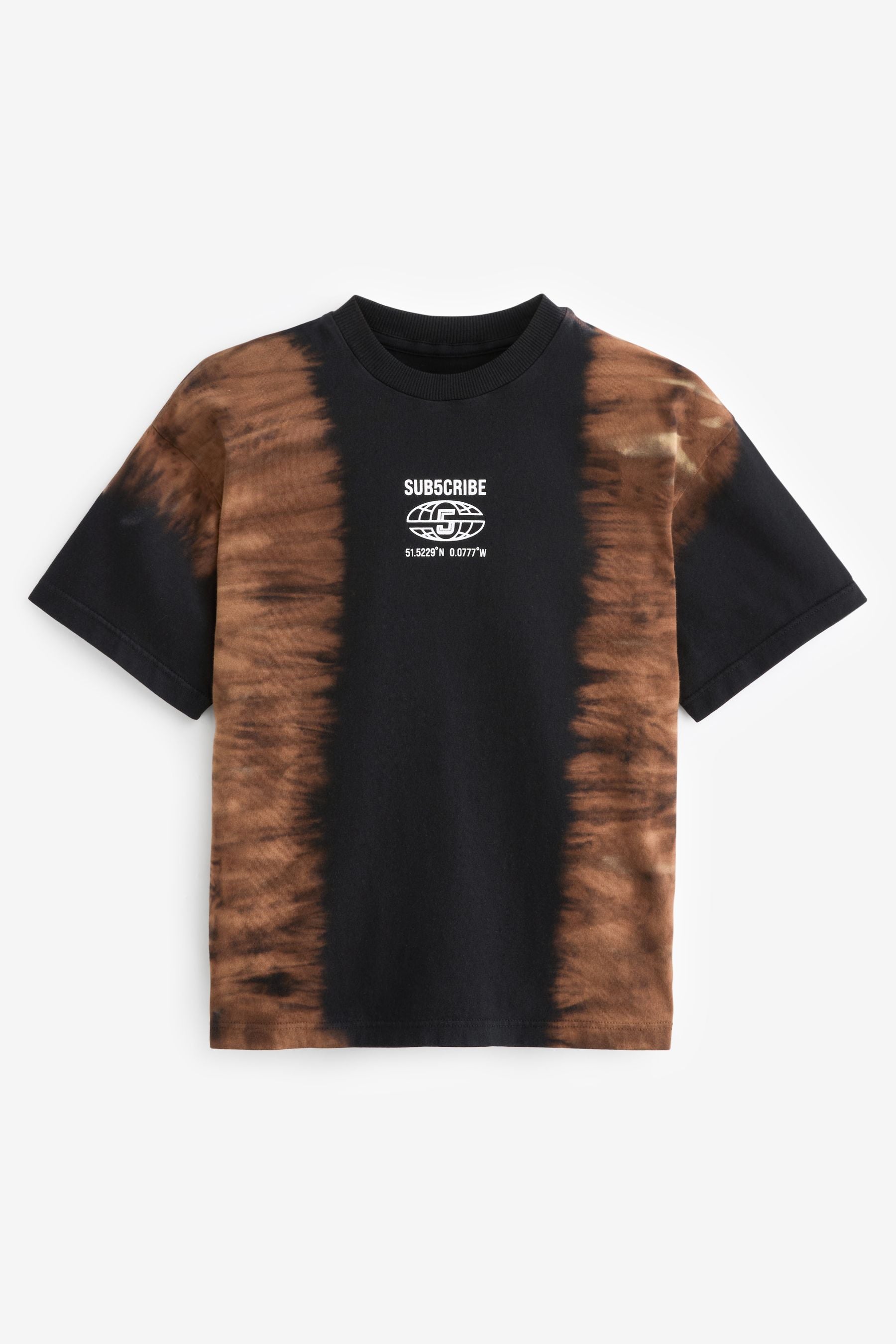 Black Tie Dye Relaxed Fit 100% Cotton Short Sleeve Subscribe Graphic T-Shirt (3-16yrs)