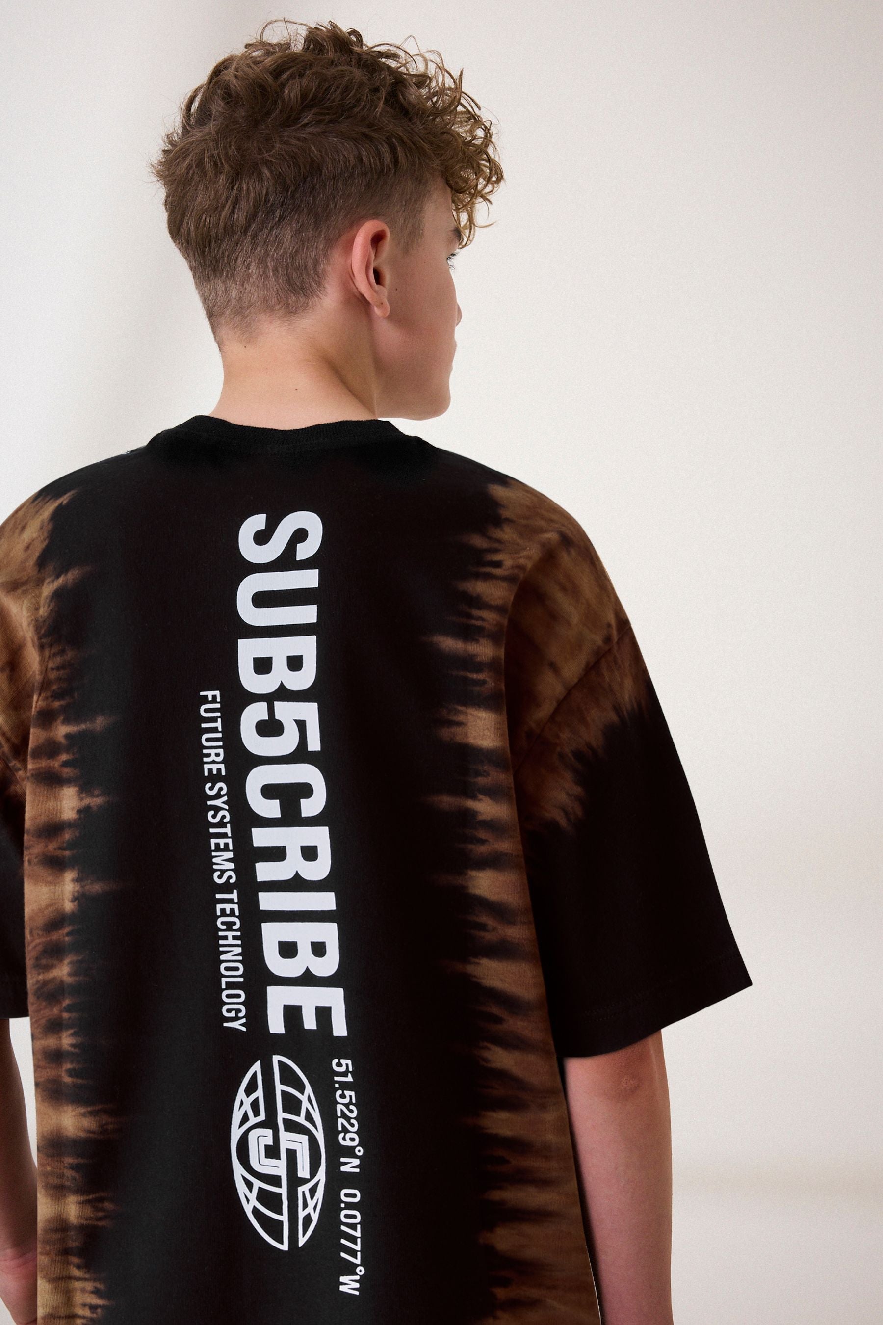 Black Tie Dye Relaxed Fit 100% Cotton Short Sleeve Subscribe Graphic T-Shirt (3-16yrs)