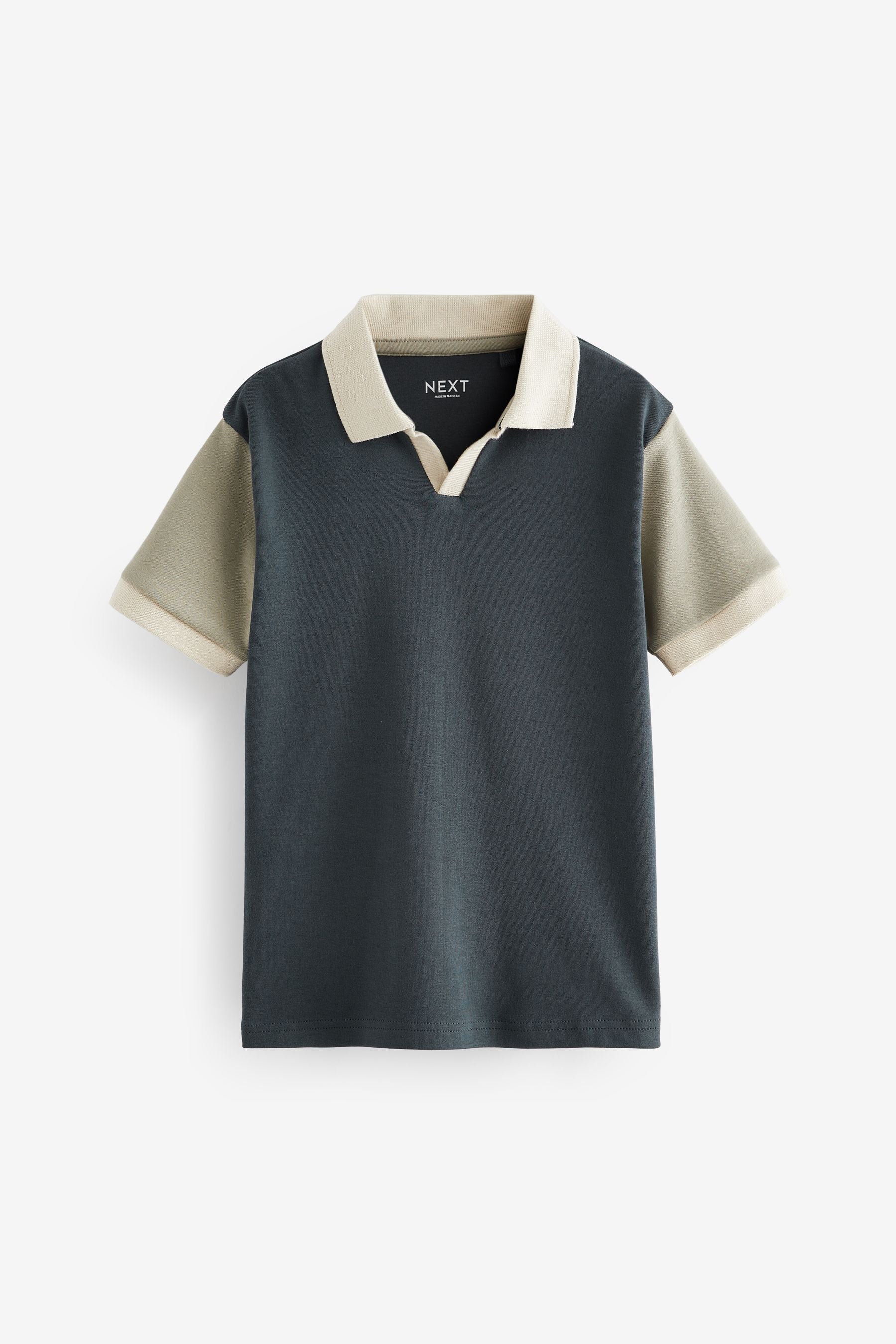 Charcoal Grey Revere Collar Short Sleeve 100% Cotton Polo Shirt (3-16yrs)