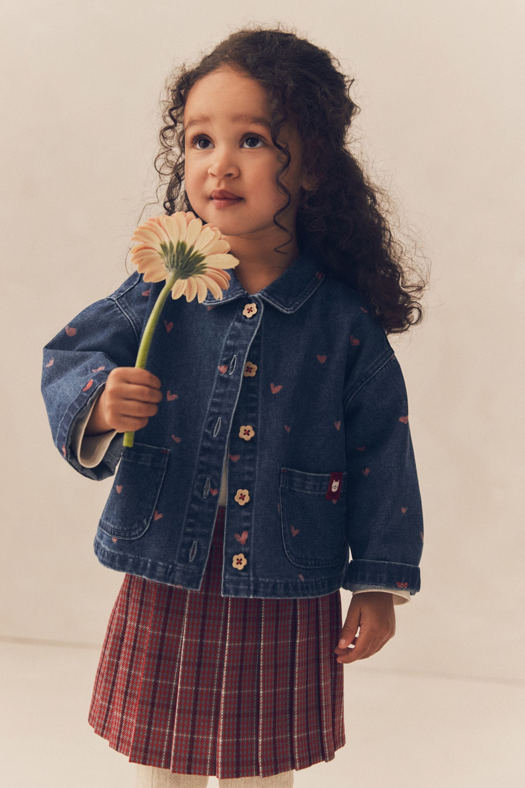 Red Denim Shirt and Check Skirt Set (3mths-7yrs)