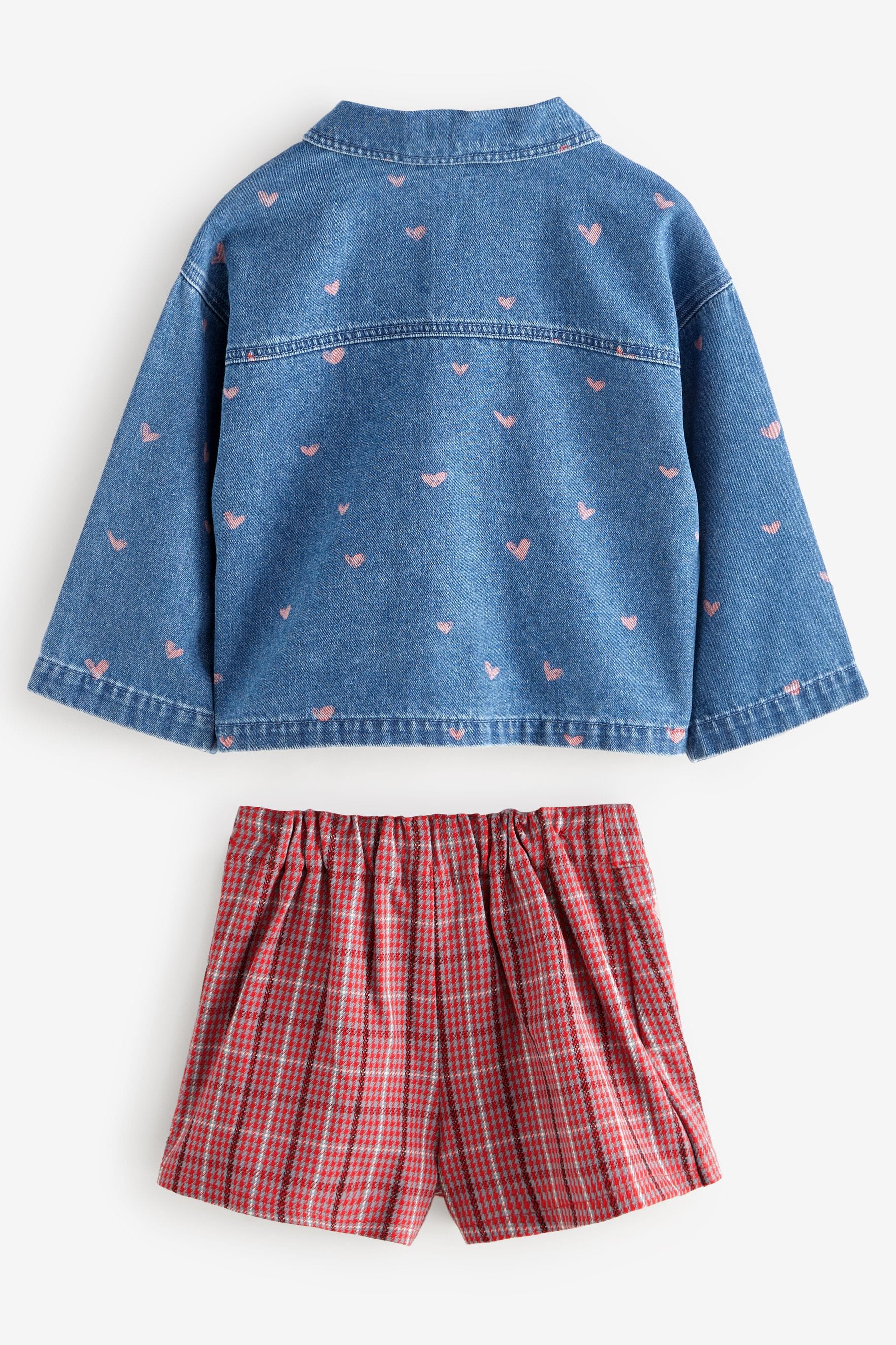 Red Denim Shirt and Check Skirt Set (3mths-7yrs)