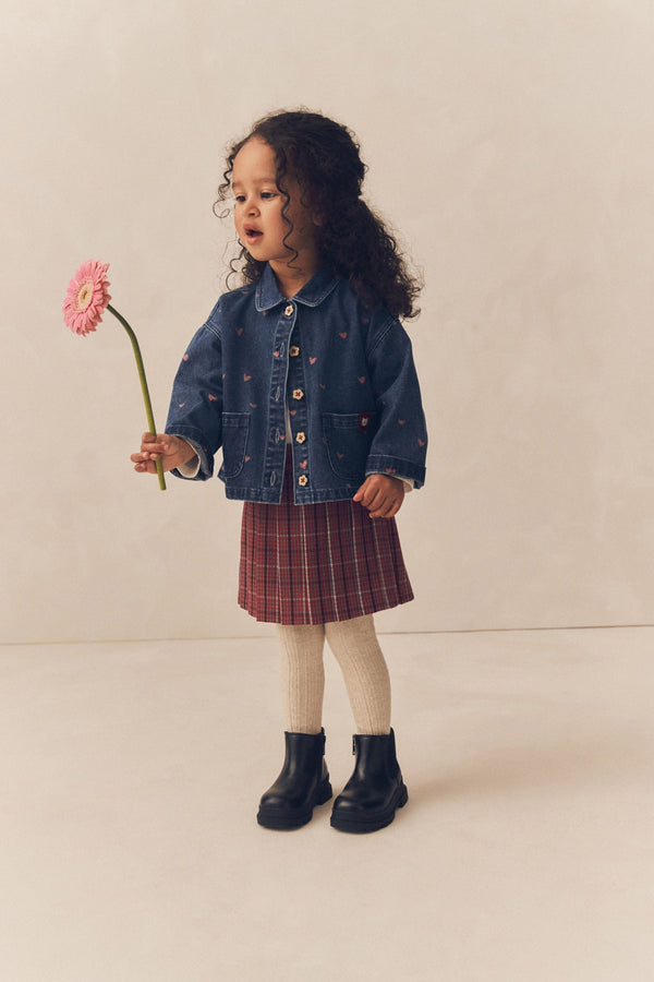 Red Denim Shirt and Check Skirt Set (3mths-7yrs)