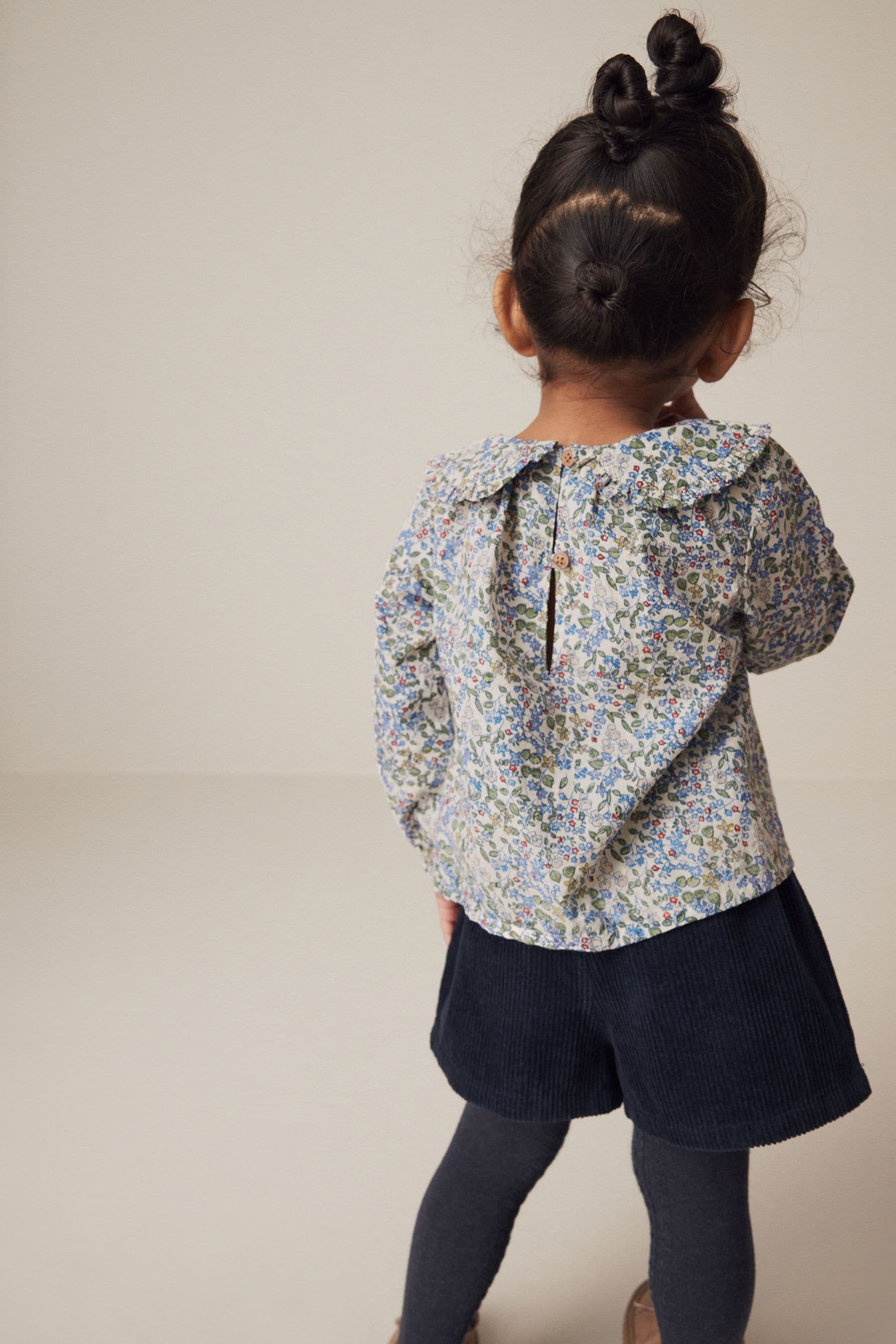 Navy Floral Blouse, Shorts and Tights 100% Cotton Set (3mths-7yrs)