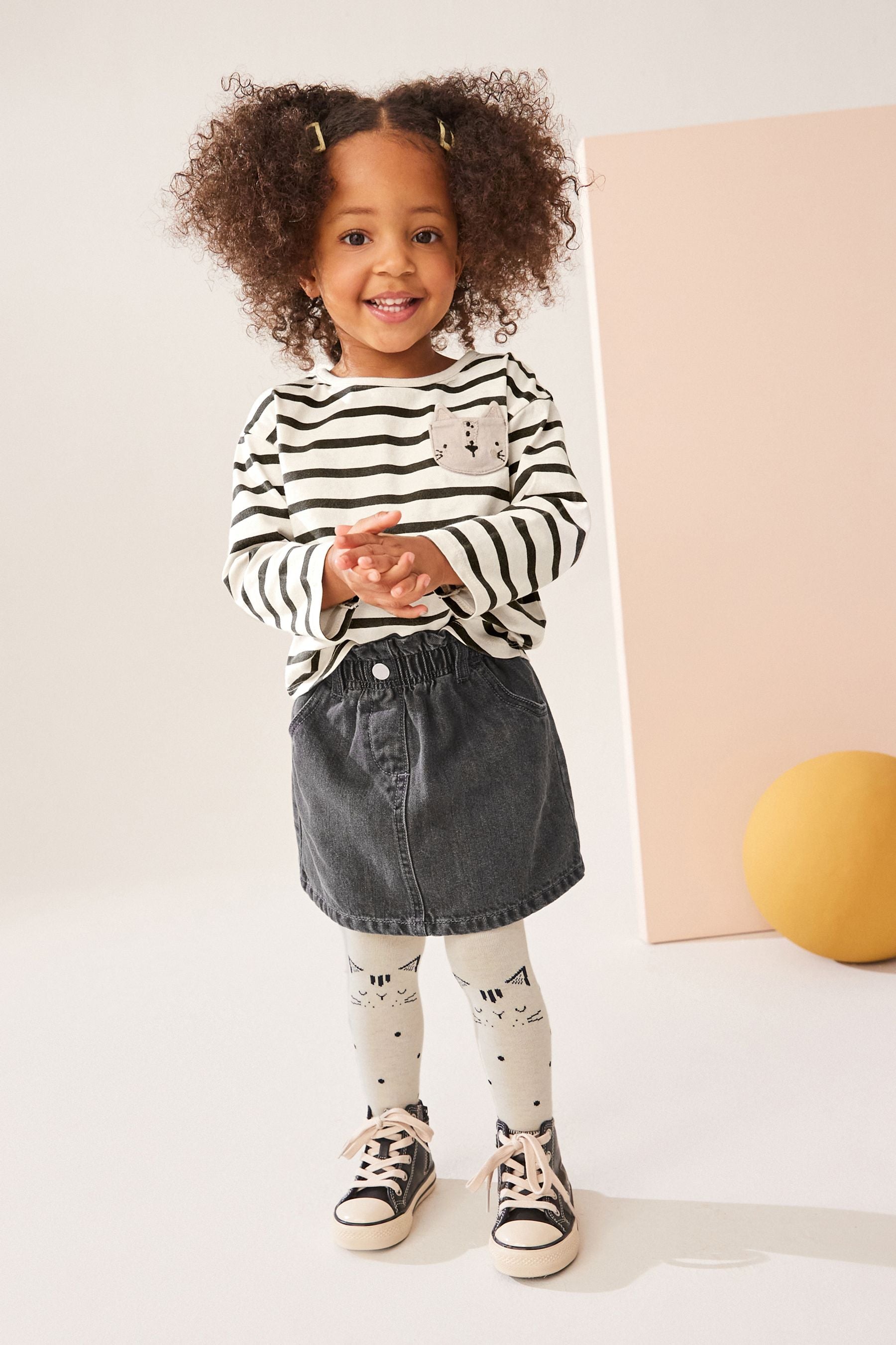 Black/White 100% Cotton Skirt, T-Shirt and Tights Set (3mths-7yrs)