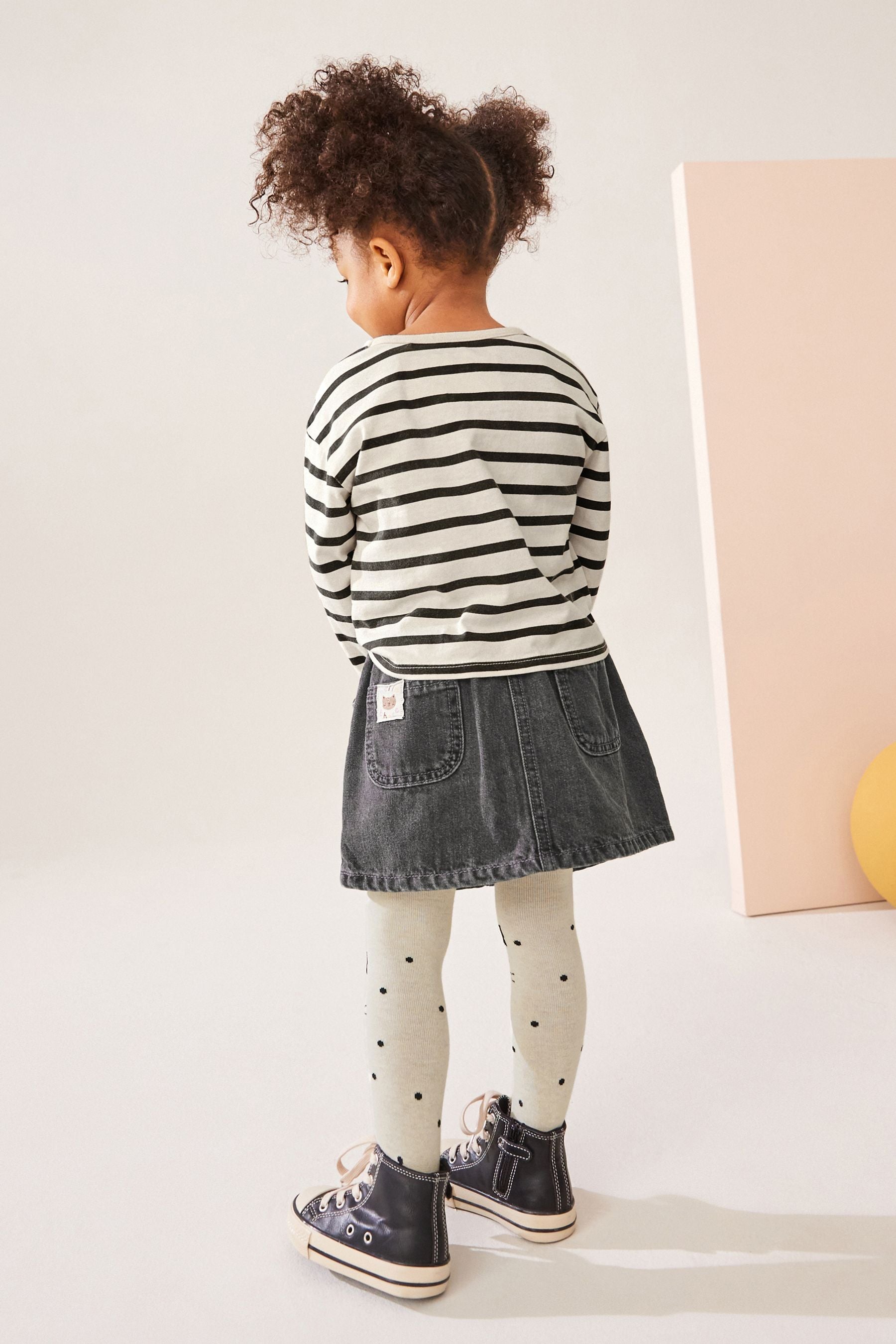 Black/White 100% Cotton Skirt, T-Shirt and Tights Set (3mths-7yrs)