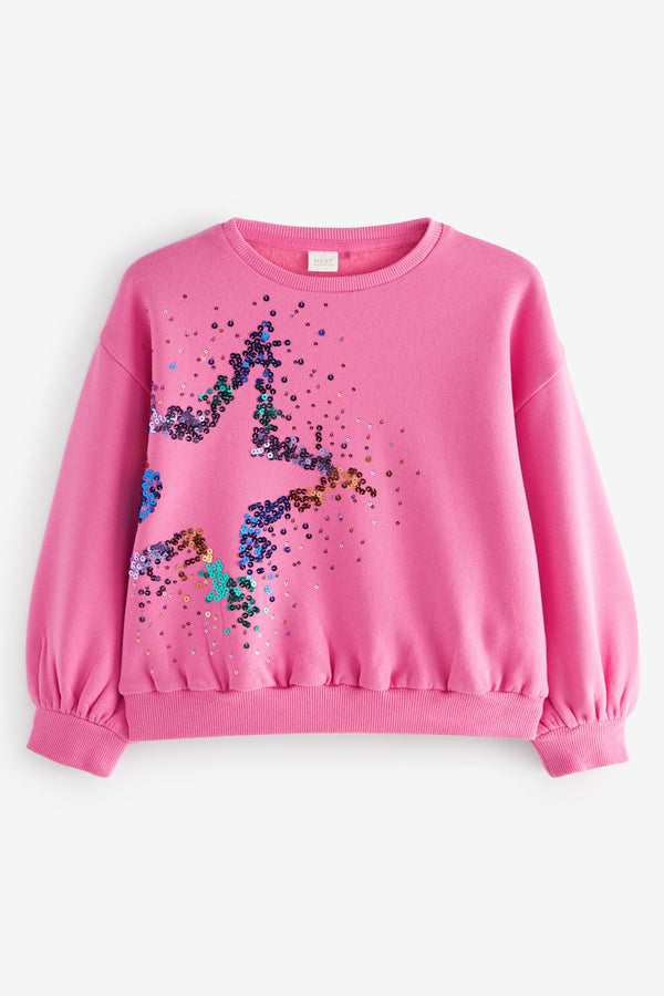 Pink Sequin Star Sweatshirt (3-16yrs)