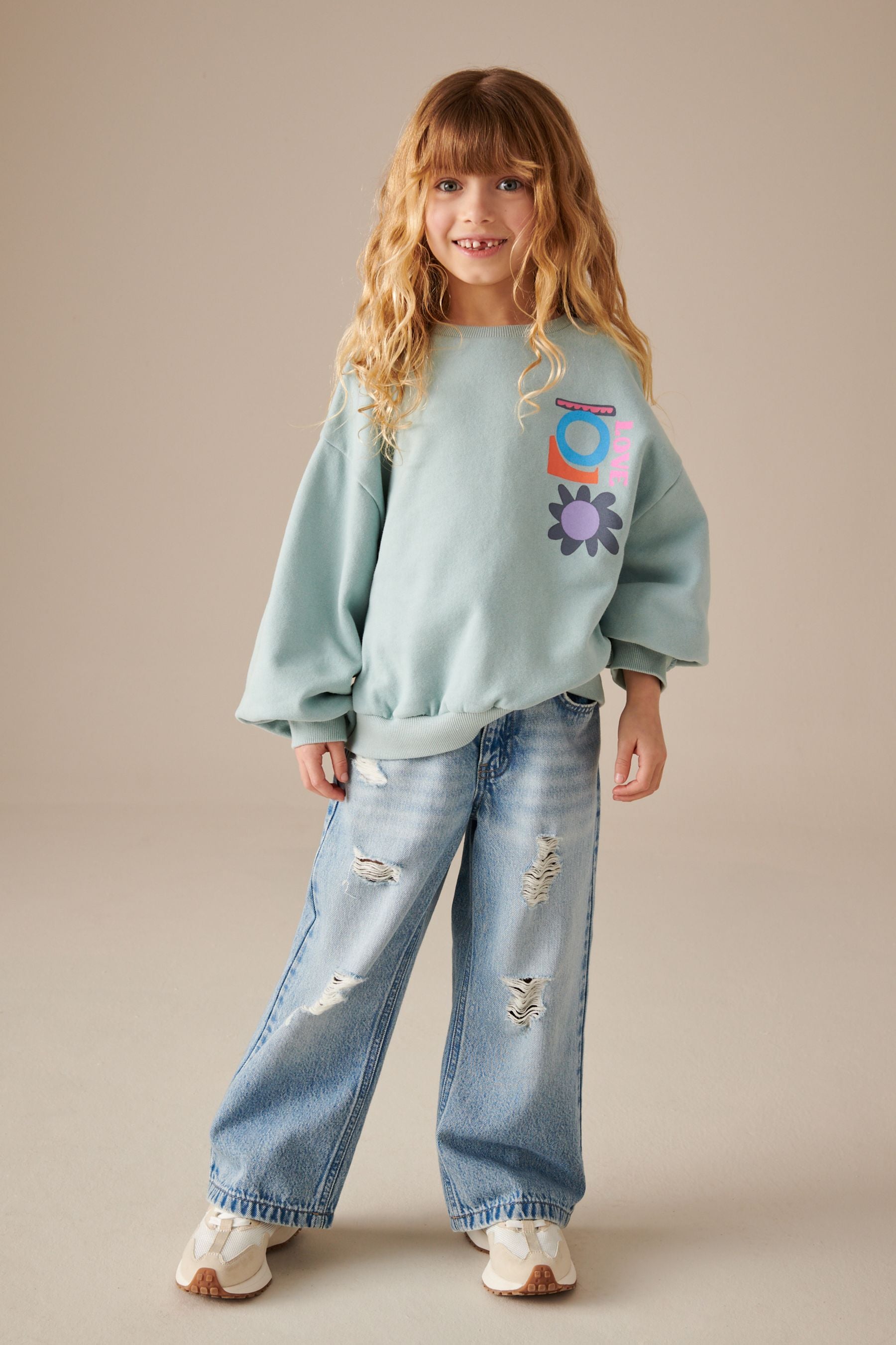 Green Floral Shapes Sweatshirt (3-16yrs)