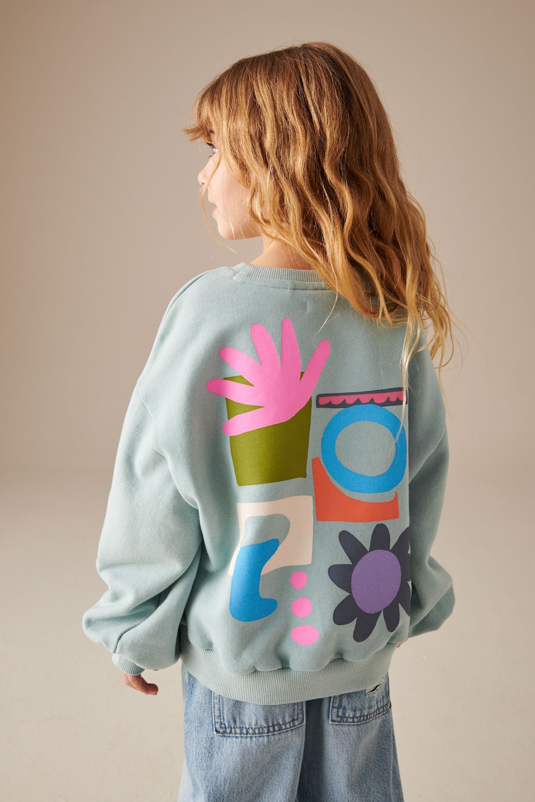 Green Floral Shapes Sweatshirt (3-16yrs)