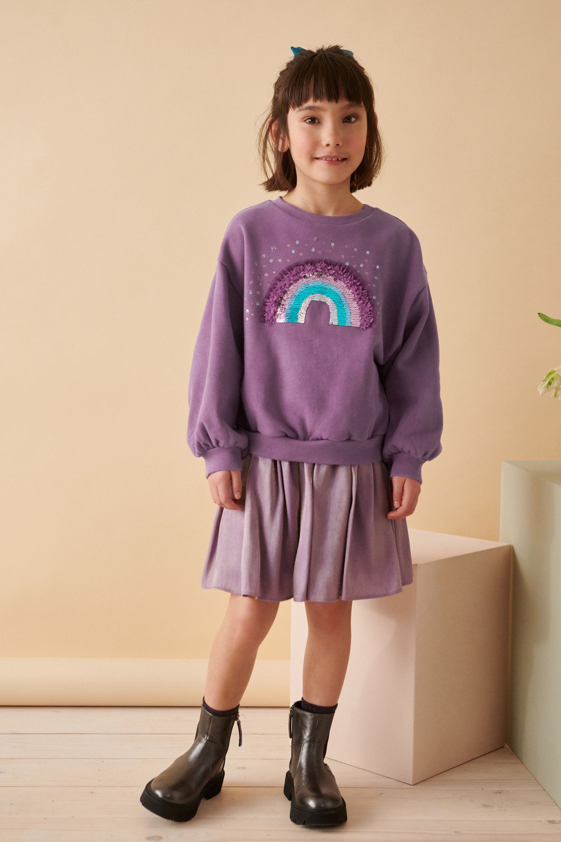 Berry Red Rainbow Sequin Sweatshirt (3-16yrs)