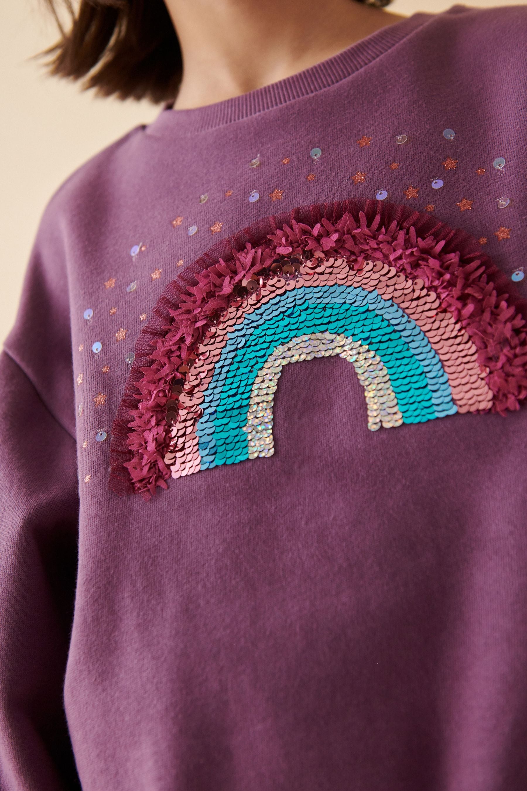 Berry Red Rainbow Sequin Sweatshirt (3-16yrs)