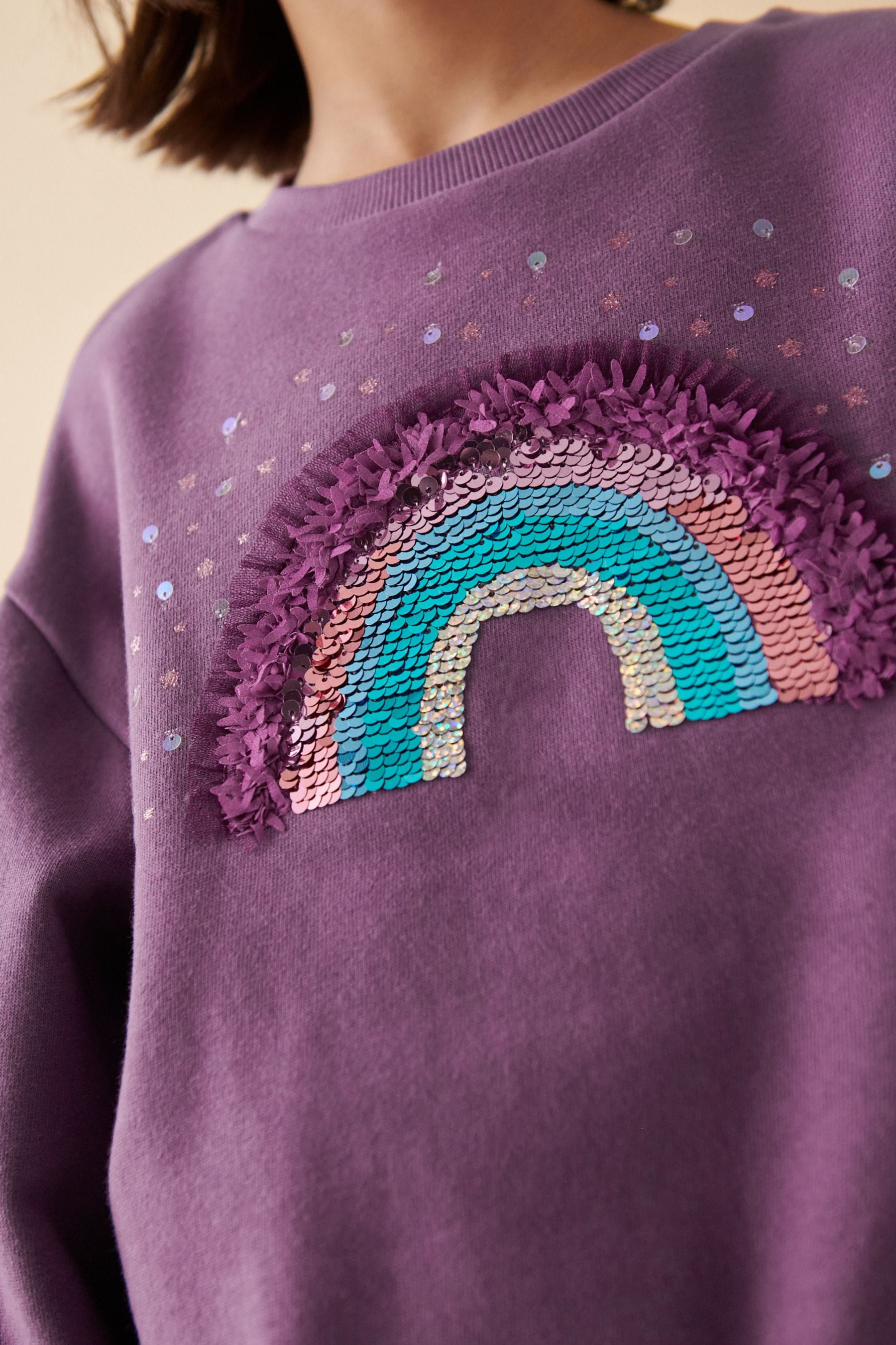 Berry Red Rainbow Sequin Sweatshirt (3-16yrs)