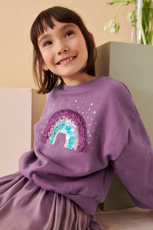 Berry Red Rainbow Sequin Sweatshirt (3-16yrs)