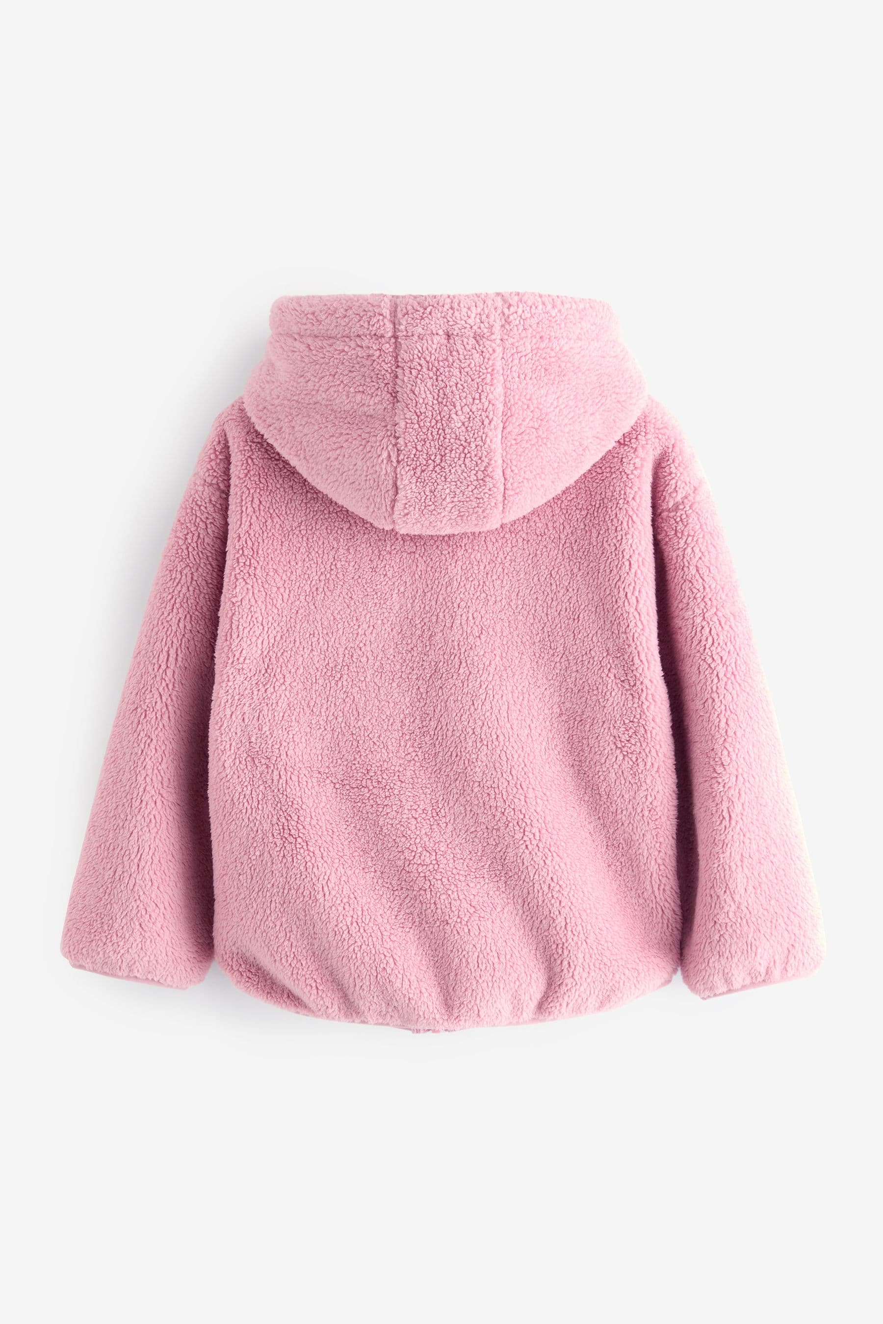 Pink Borg Fleece Zip Through Hooded Jacket (3-16yrs)