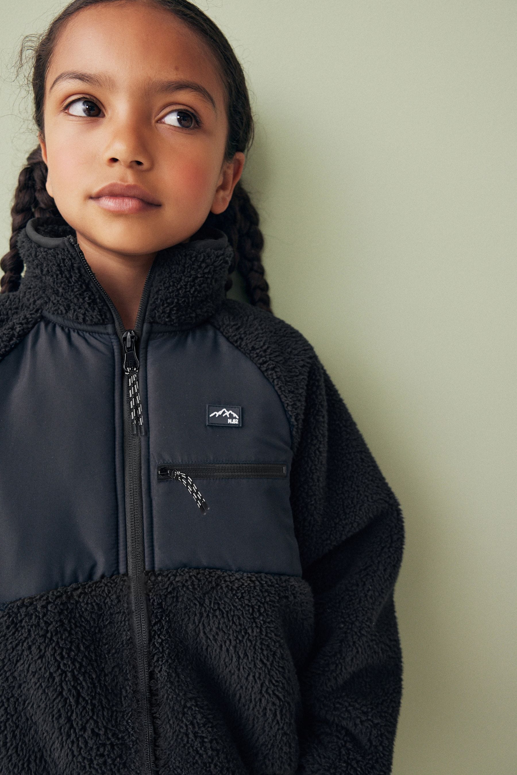 Black Borg Fleece Zip Through Jacket (3-16yrs)