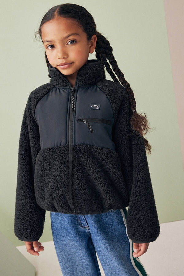 Black Borg Fleece Zip Through Jacket (3-16yrs)