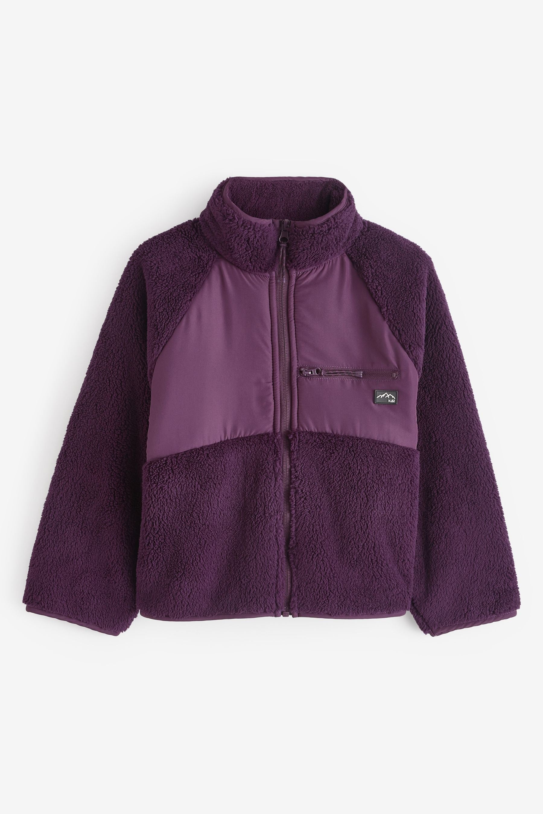 Dark Purple Nylon Borg Zip Through Jacket (3-16yrs)