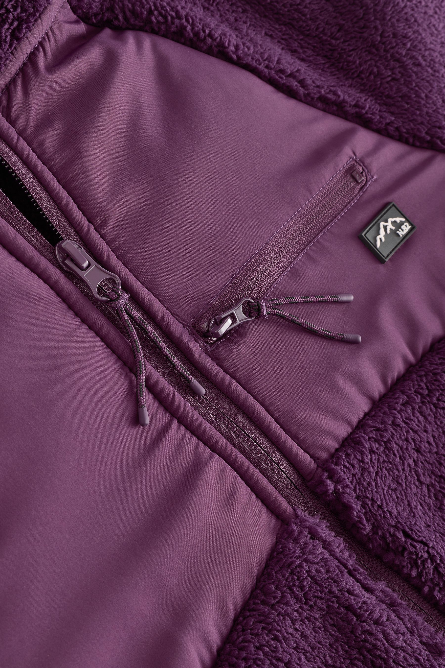 Dark Purple Nylon Borg Zip Through Jacket (3-16yrs)