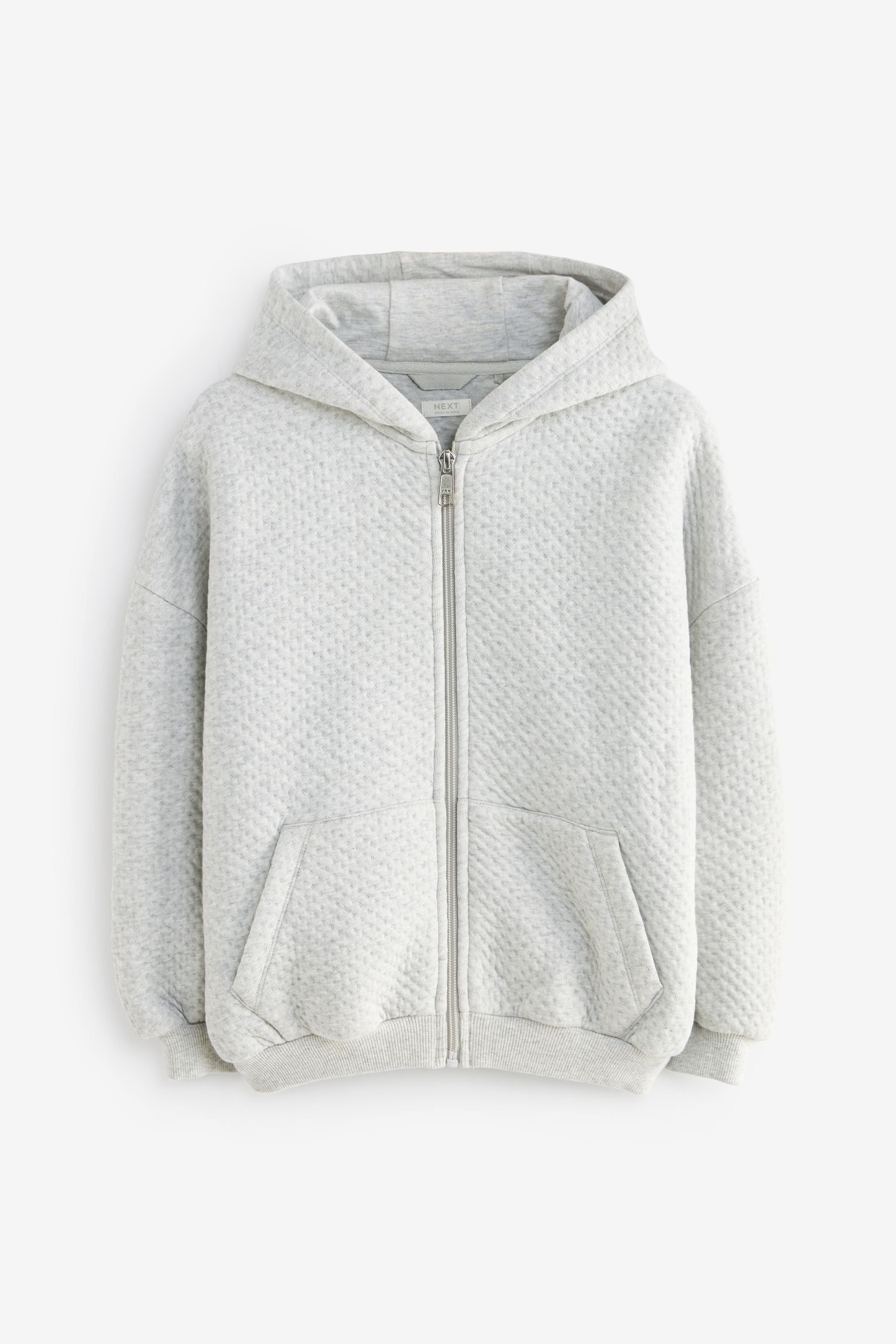 Grey Textured Zip Through Hoodie (3-16yrs)