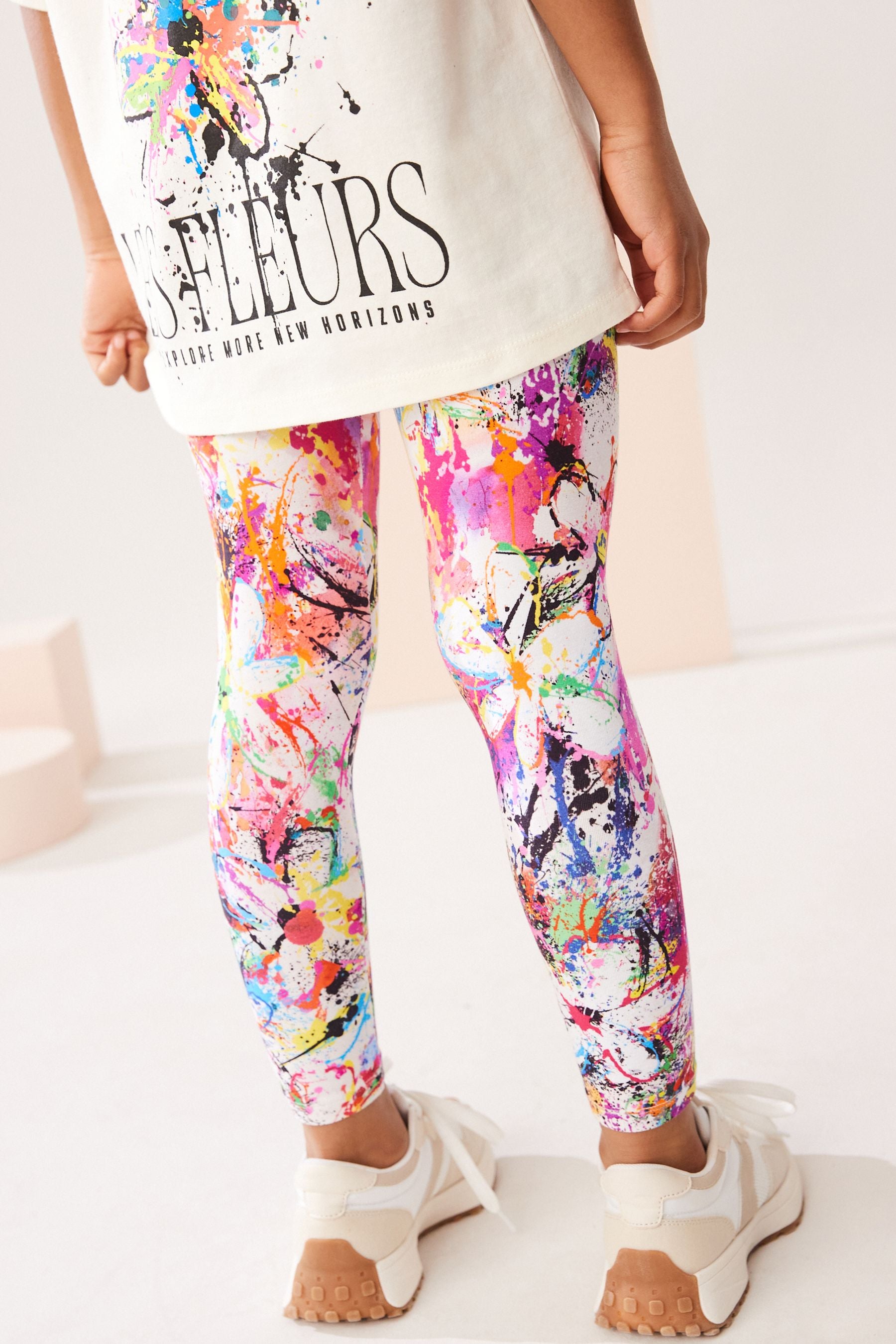 Multicolour Flower 100% Cotton T-Shirt And Leggings Set (3-16yrs)