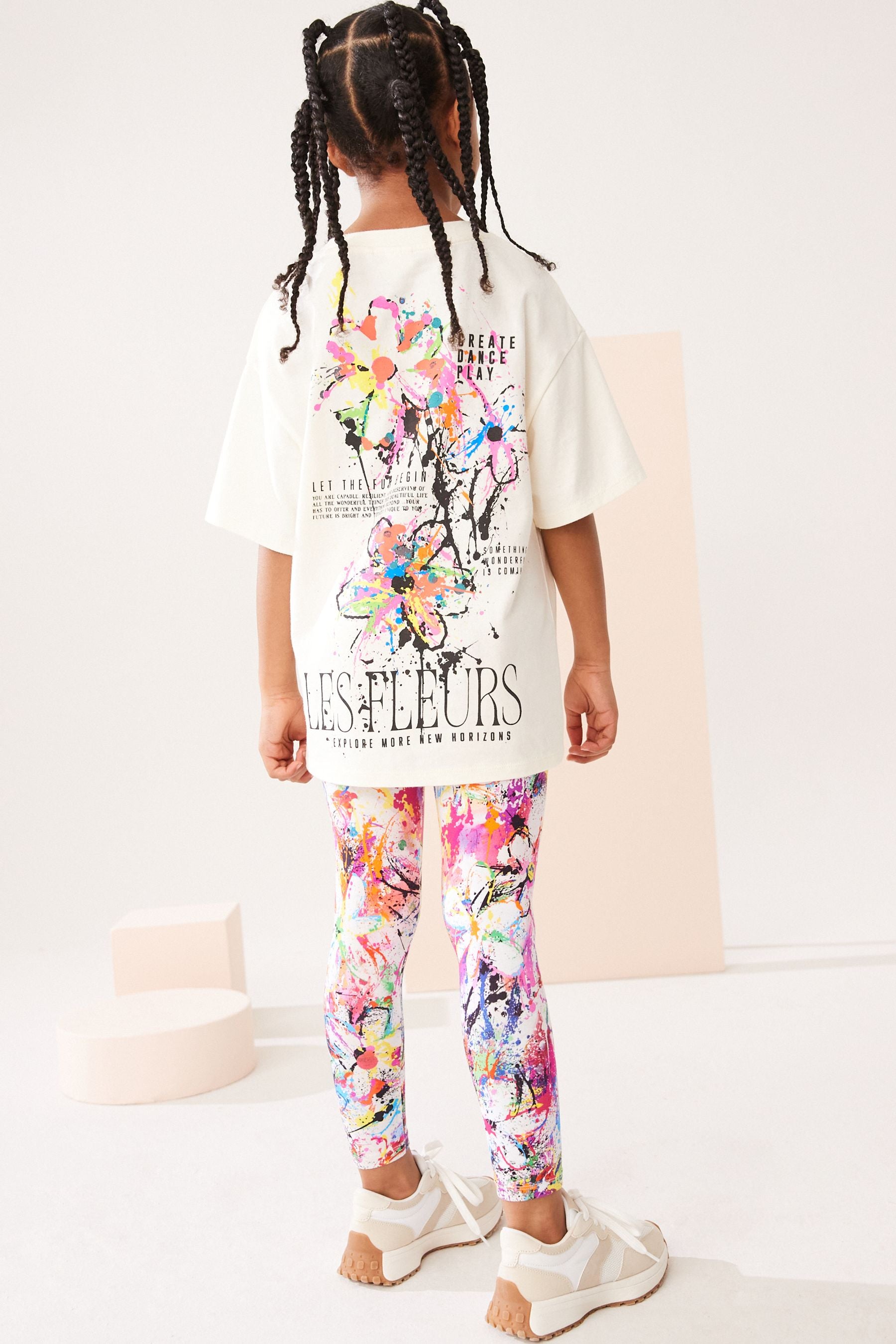 Multicolour Flower 100% Cotton T-Shirt And Leggings Set (3-16yrs)