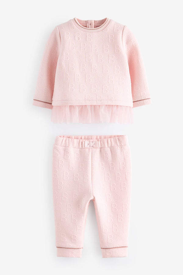 Pink Baker by Ted Baker Mesh Sweater And Joggers Set