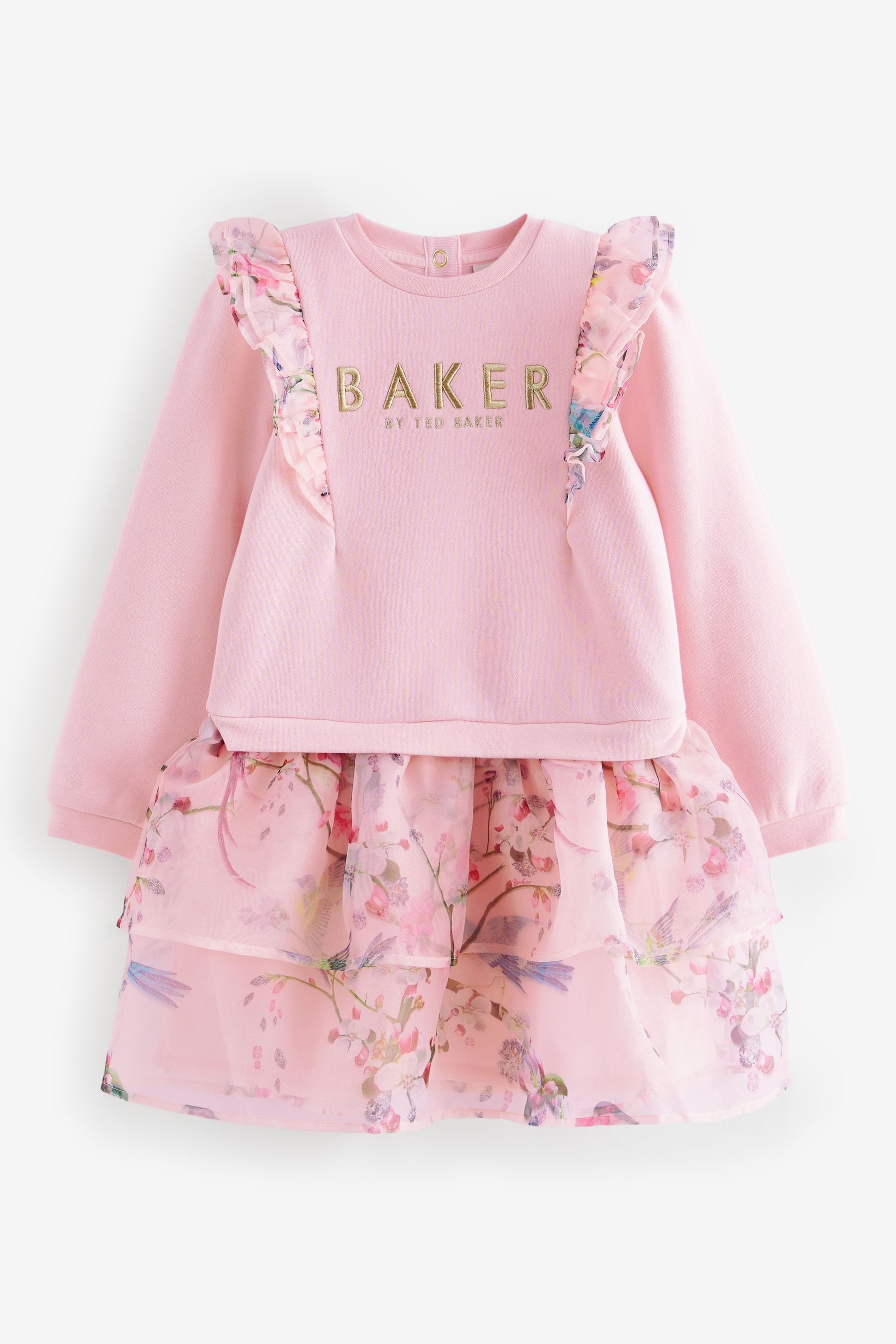 Pink Baker by Ted Baker Pink Organza Frill Sweat Dress