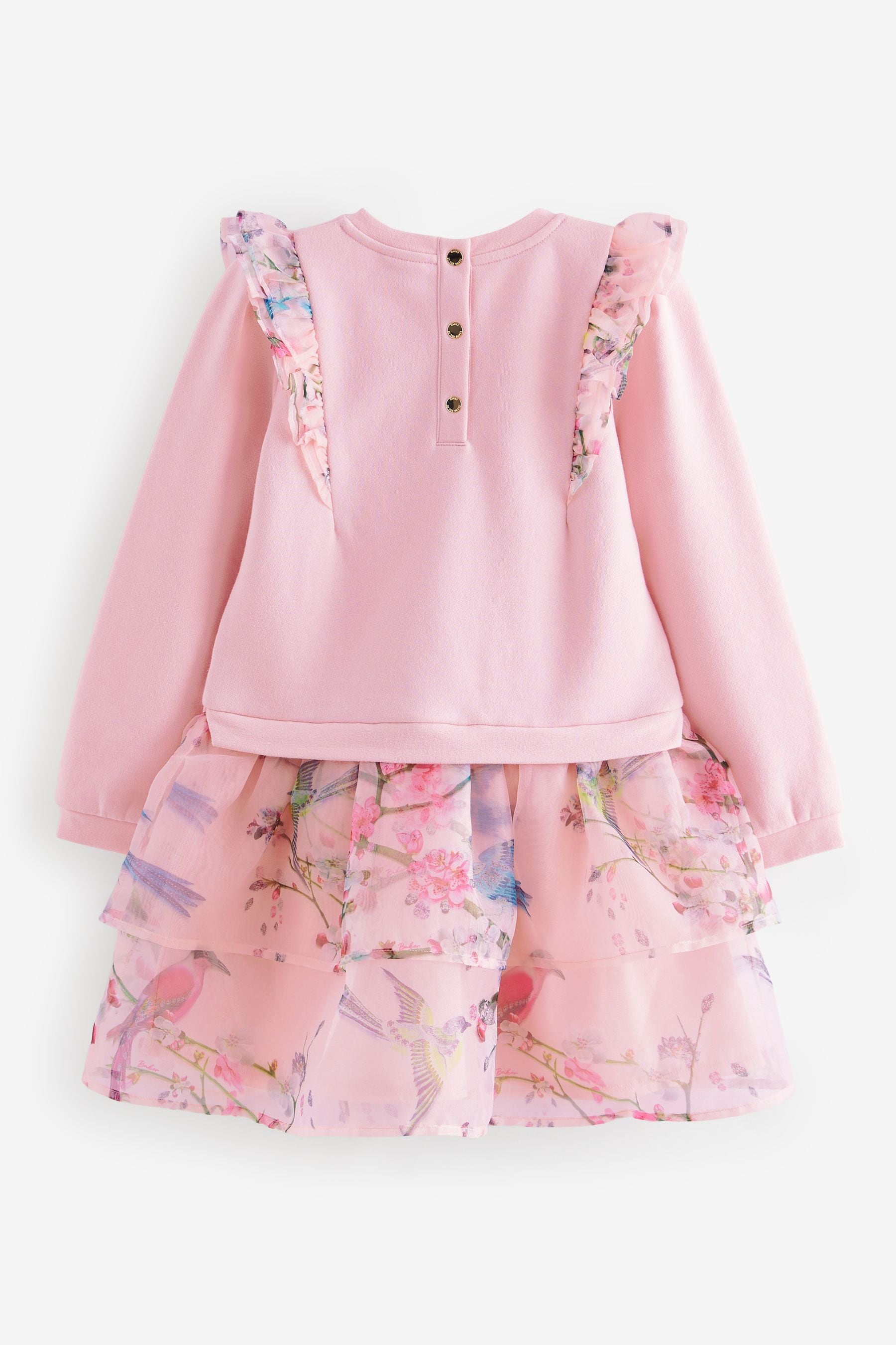 Pink Baker by Ted Baker Pink Organza Frill Sweat Dress