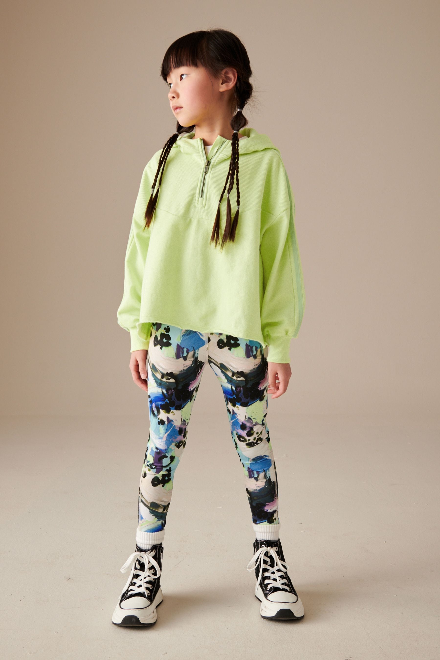 Citrine Yellow Half Zip Hoodie And Leggings Set (3-16yrs)