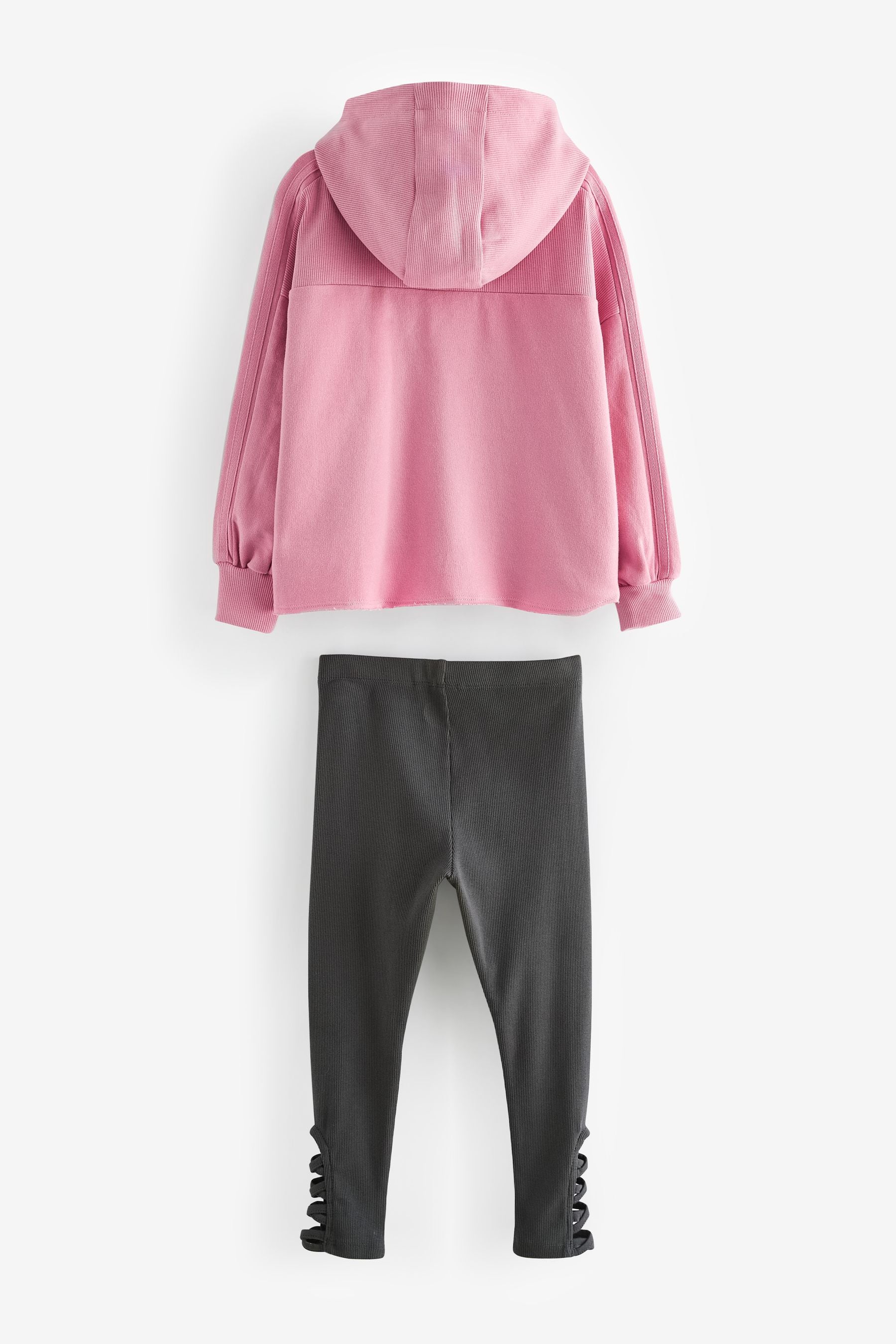 Pink Half Zip Hoodie And Leggings Set (3-16yrs)