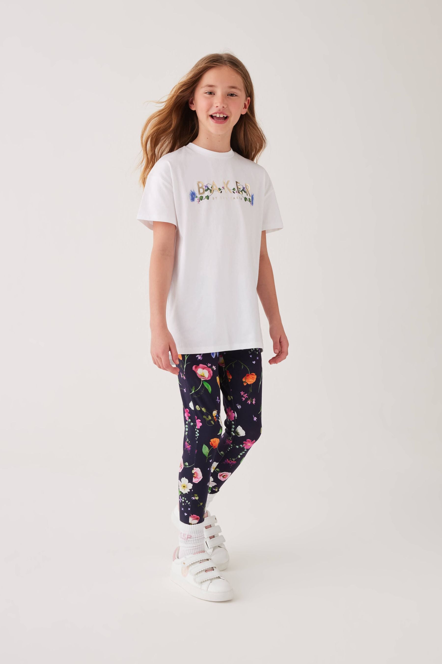 Navy Baker by Ted Baker Navy Floral Graphic T-Shirt And Legging Set