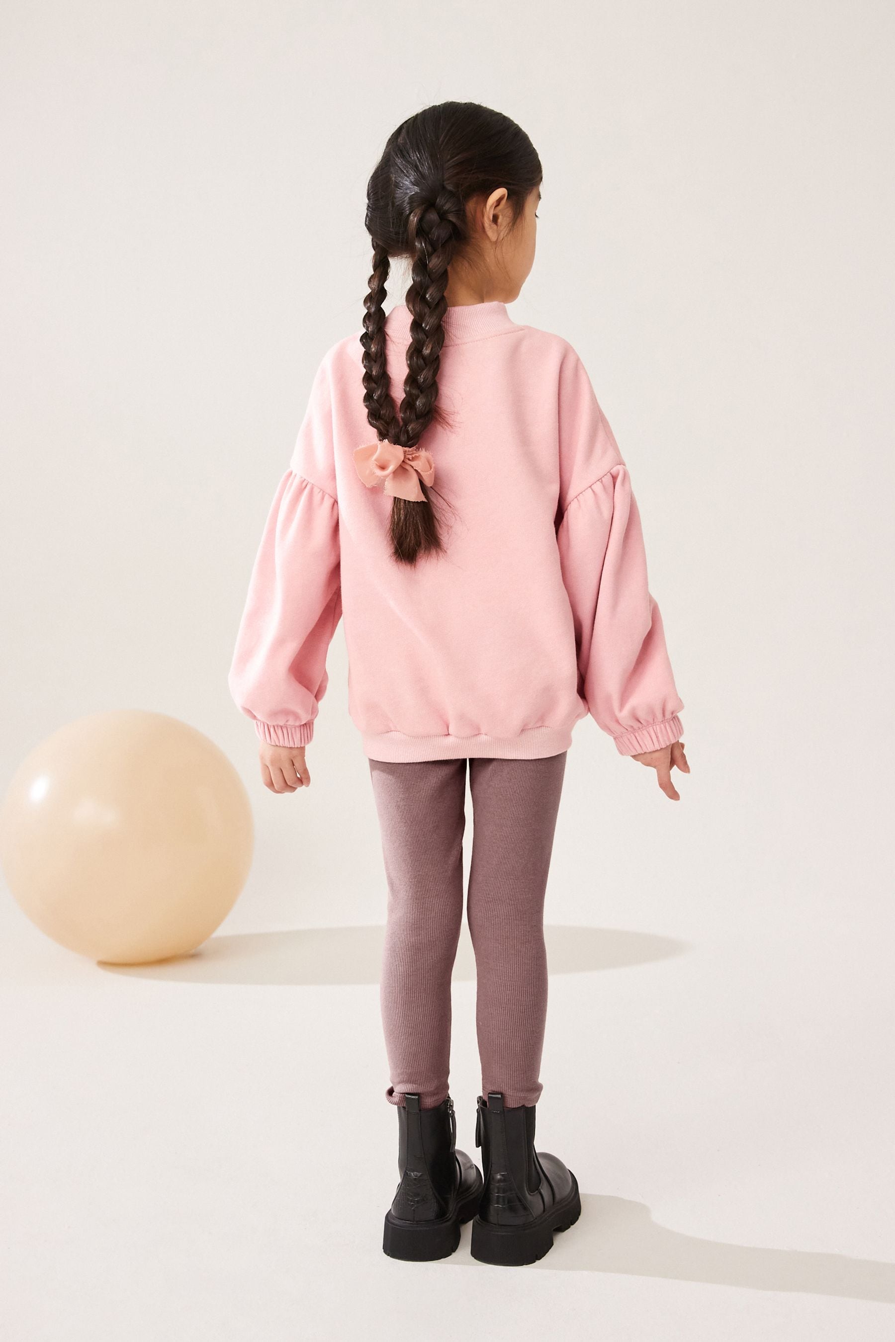 Pink Cat Character Sweatshirt And Ribbed Legging Set (3-16yrs)