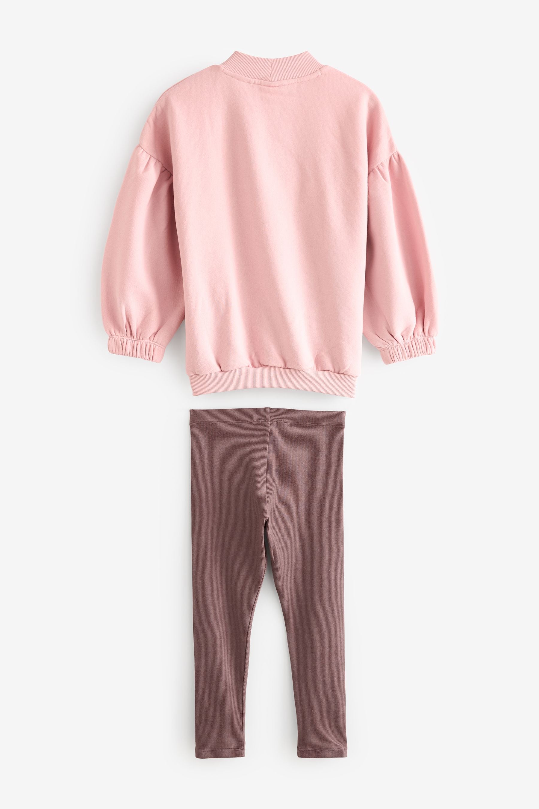 Pink Cat Character Sweatshirt And Ribbed Legging Set (3-16yrs)