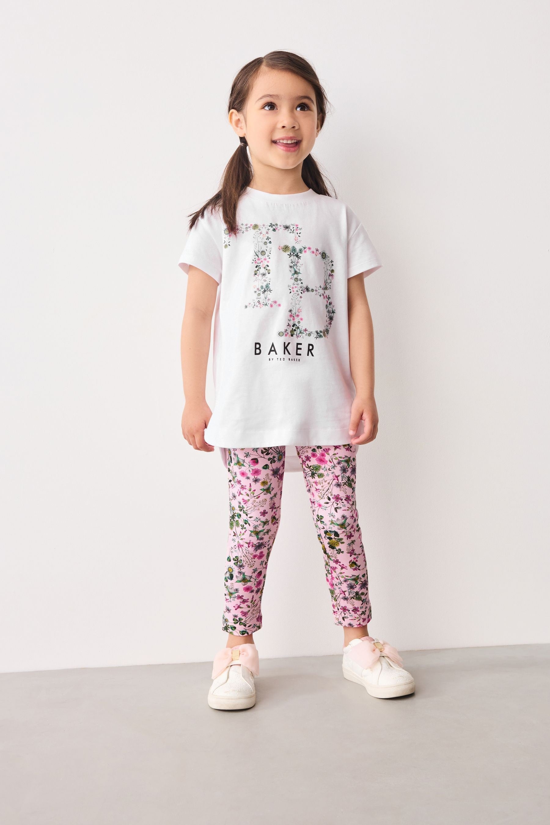 Baker by Ted Baker Pink Floral T-Shirt And Leggings Set